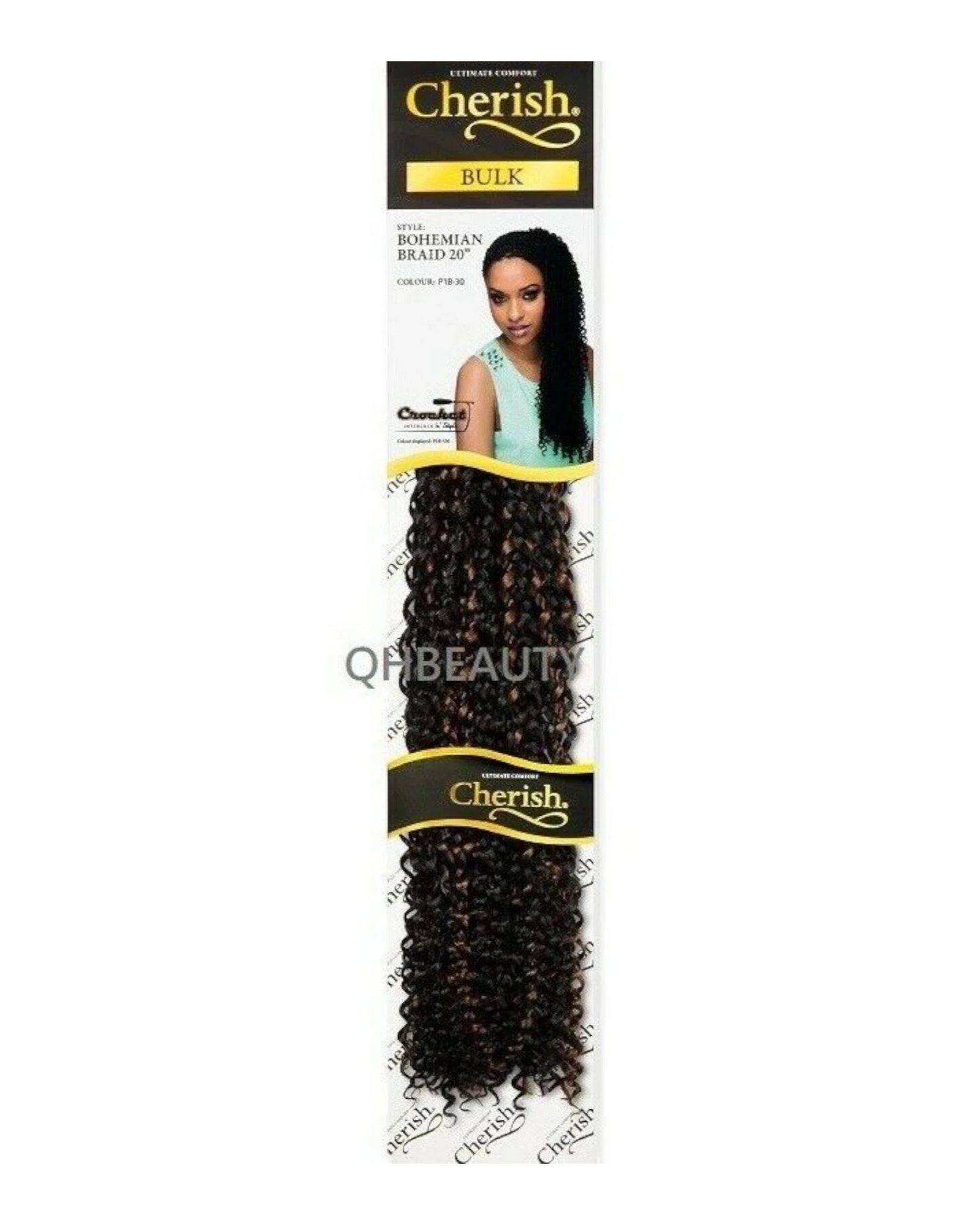 CHERISH SYNTHETIC CROCHET CURLY HAIR EXTENSION BRAID - BOHEMIAN BULK 20 INCH