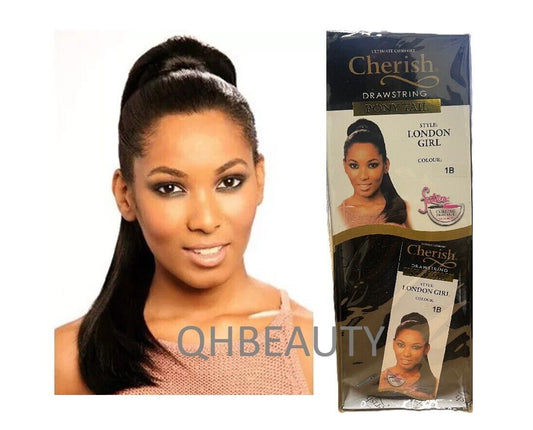 Cherish Synthetic Drawstring Long Straight Ponytail Hair Extension - LONDON GIRL