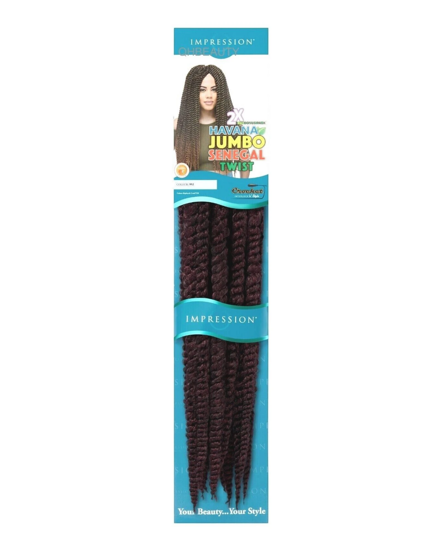IMPRESSION CROCHET BULK HAIR EXTENSION BRAID -  2 X HAVANA JUMBO SENEGAL TWIST