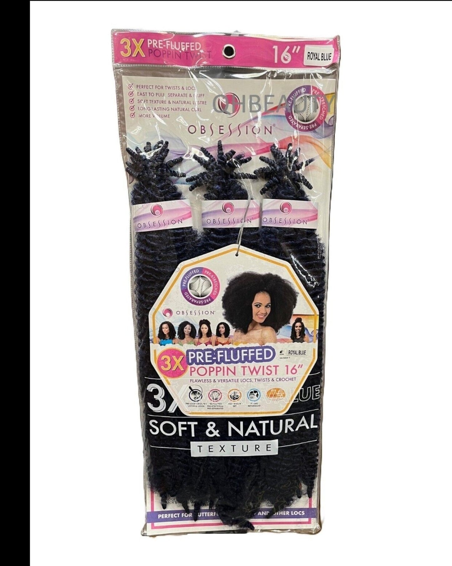 OBSESSION SYNTHETIC CROCHET SOFT BRAID 3X PRE-FLUFFED - POPPIN TWIST 16'' & 20"