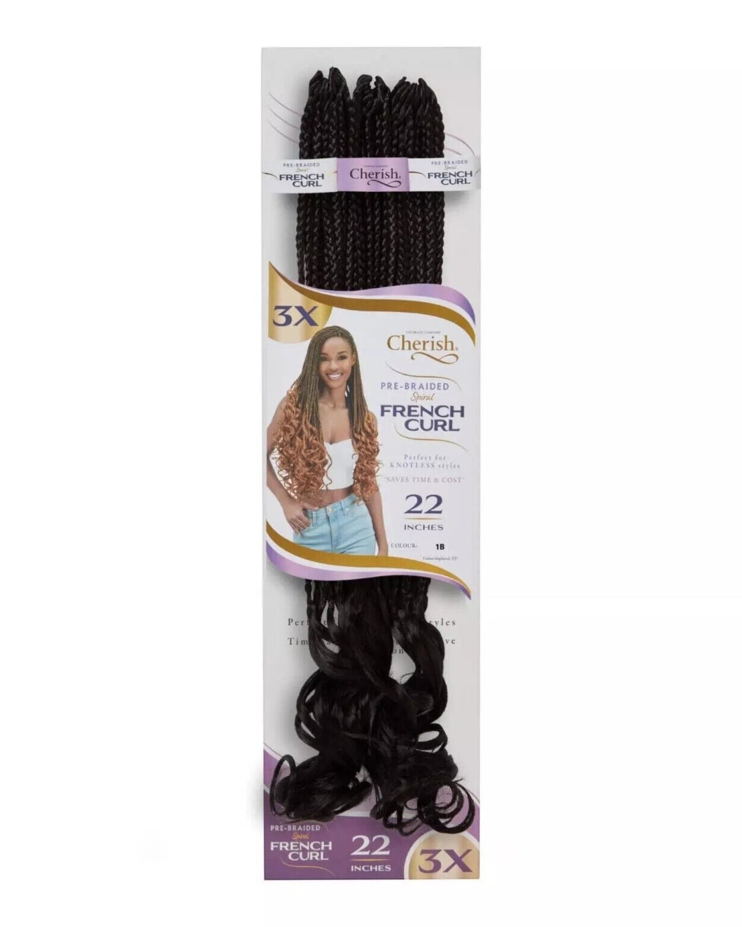 CHERISH SYNTHETIC CURLY HAIR EXTENSION BRAID - PRE BRAIDED SPIRAL FRENCH CURL 22