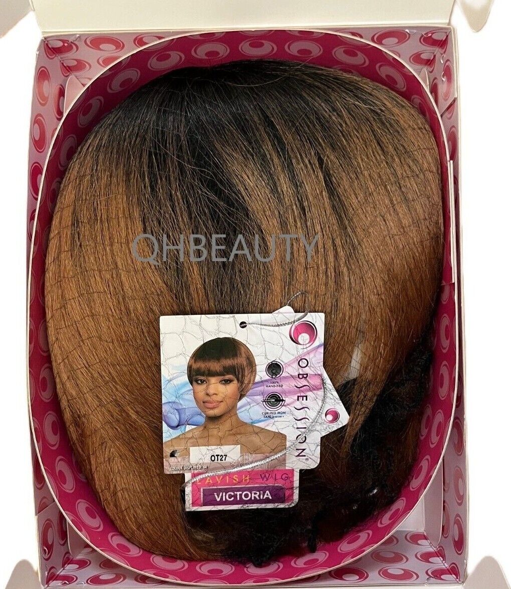 Obsession Synthetic Lavish Straight Bob Bangs 100% Hand Tied Hair Wig  VICTORIA