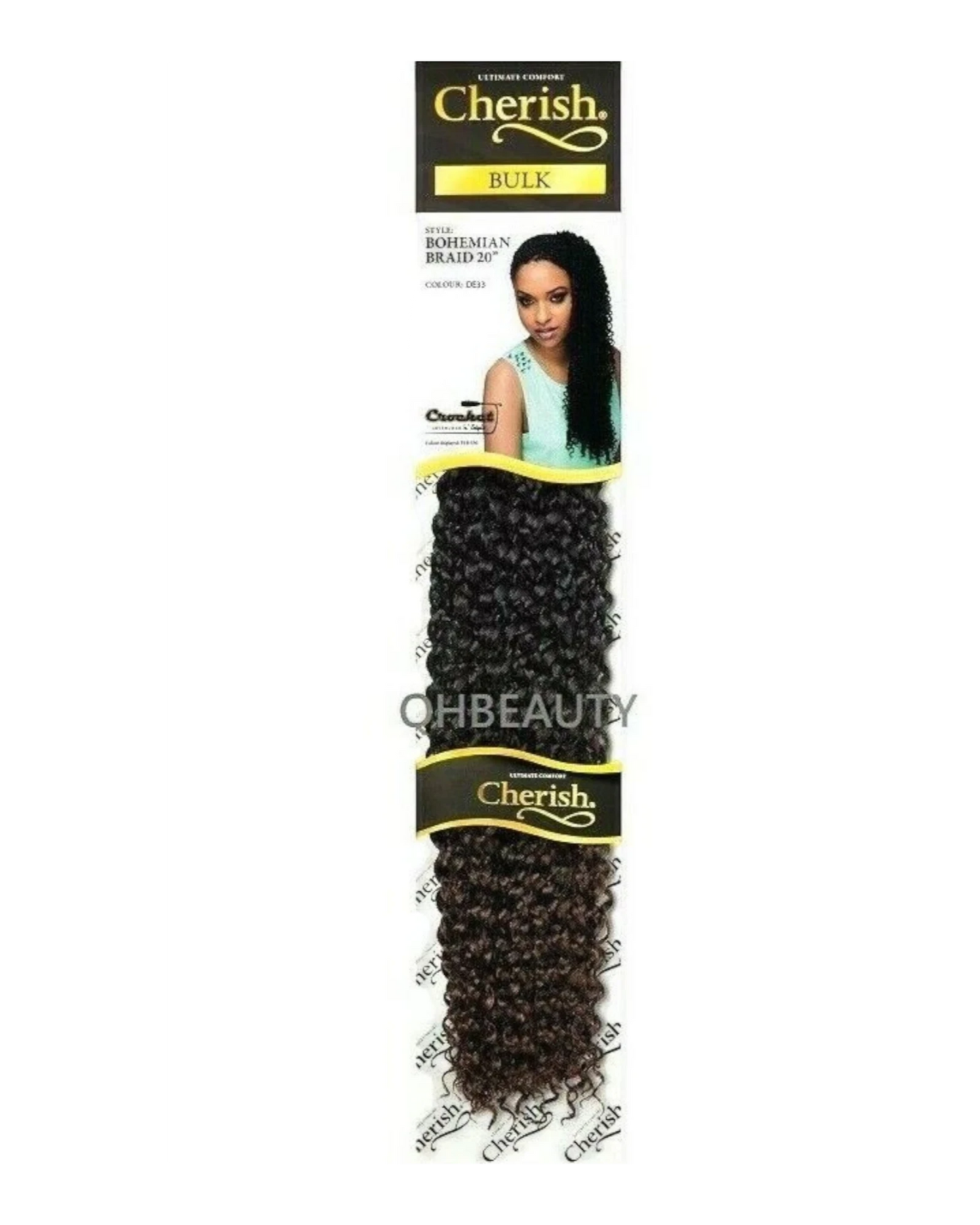 CHERISH SYNTHETIC CROCHET CURLY HAIR EXTENSION BRAID - BOHEMIAN BULK 20 INCH