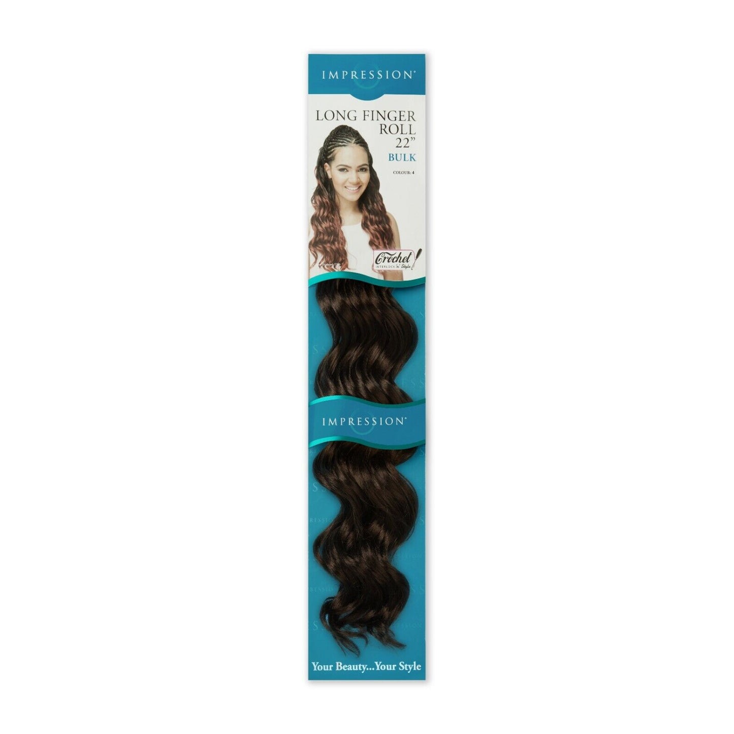 IMPRESSION SYNTHETIC HAIR EXTENSION CROCHET CURLY BRAID - LONG FINGER ROLL 22"