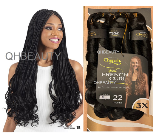 CHERISH SYNTHETIC HAIR EXTENSION BRAID - 3 x SPIRAL FRENCH CURL 22 & 28 INCHES