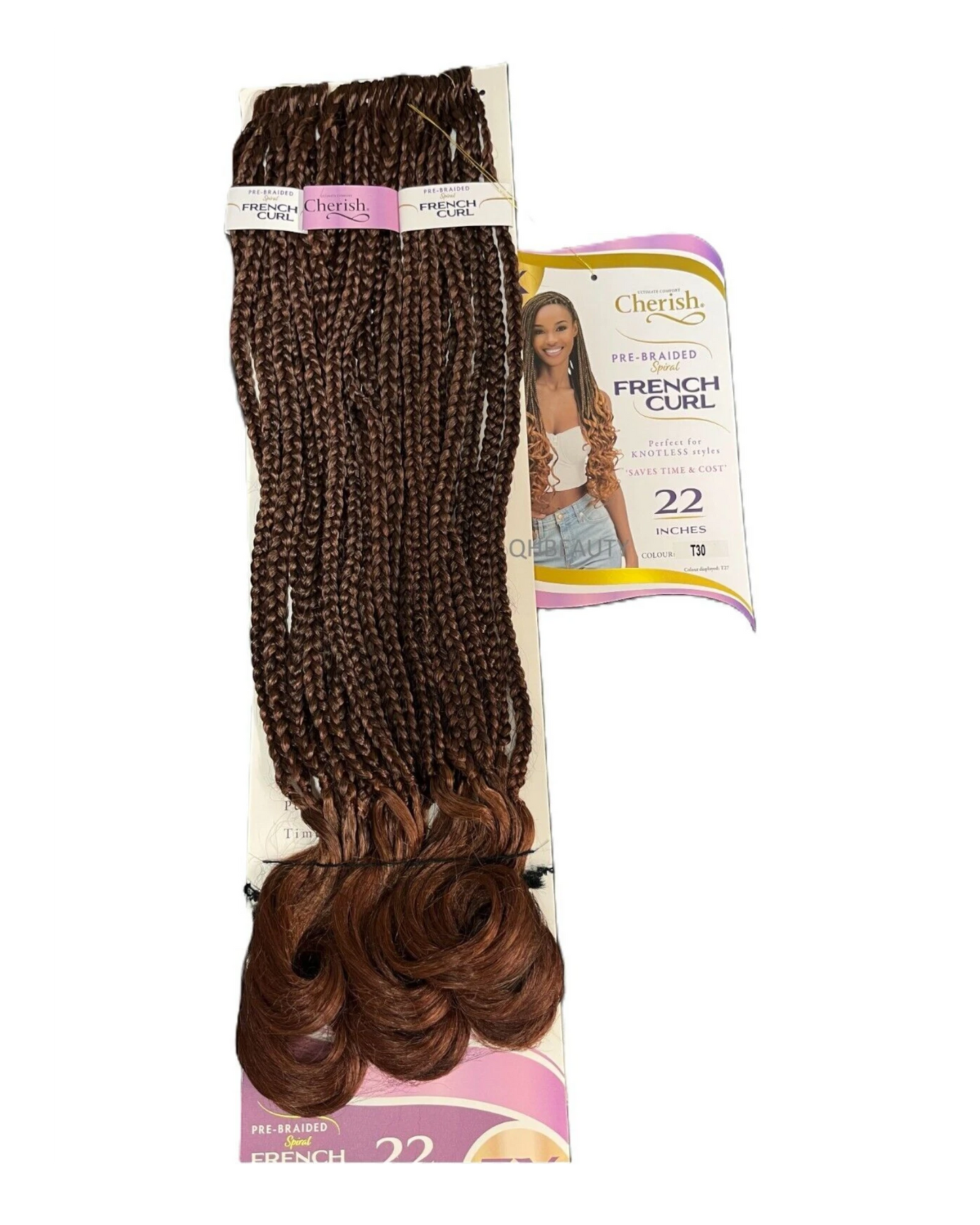 CHERISH SYNTHETIC CURLY HAIR EXTENSION BRAID - PRE BRAIDED SPIRAL FRENCH CURL 22