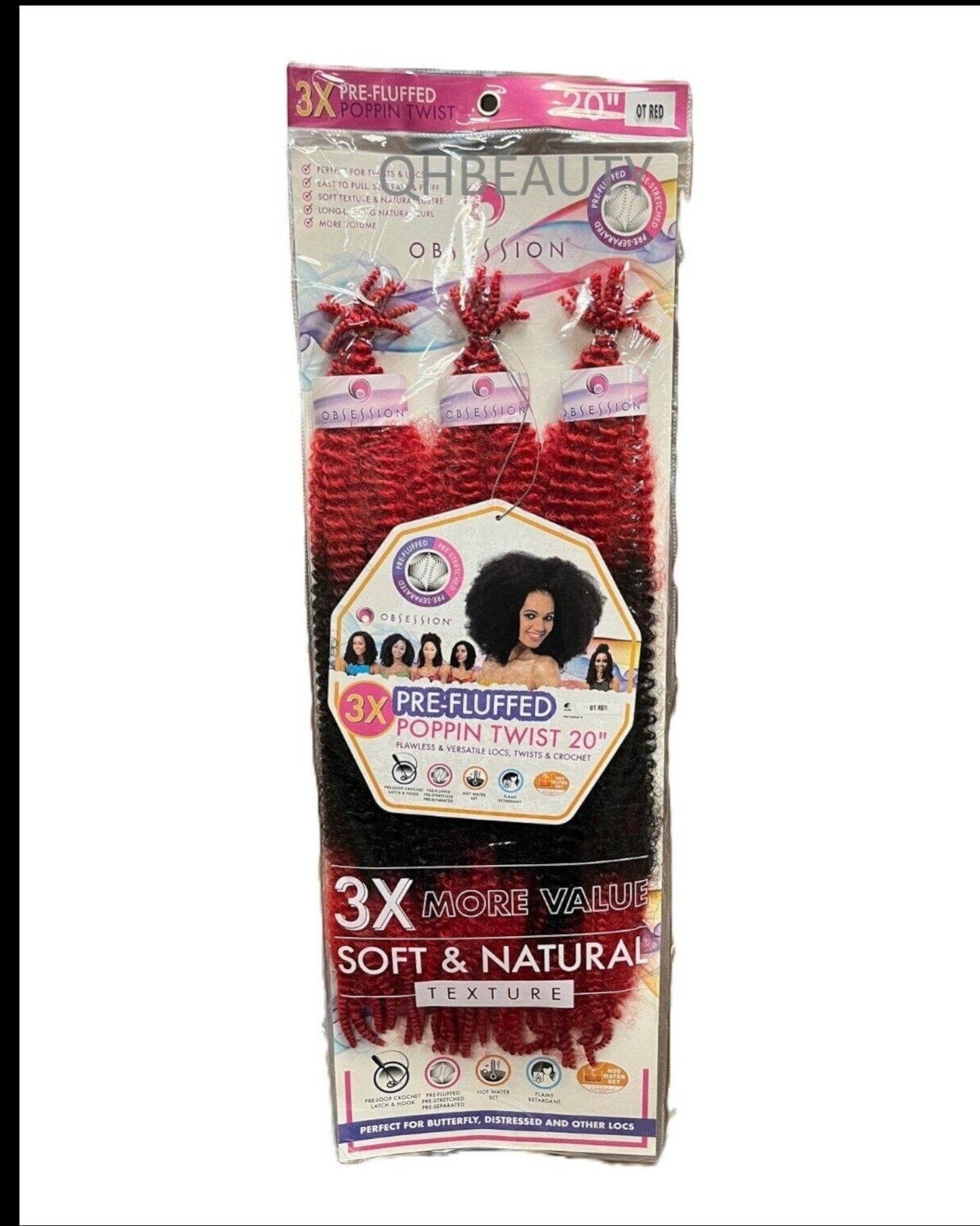 OBSESSION SYNTHETIC CROCHET SOFT BRAID 3X PRE-FLUFFED - POPPIN TWIST 16'' & 20"