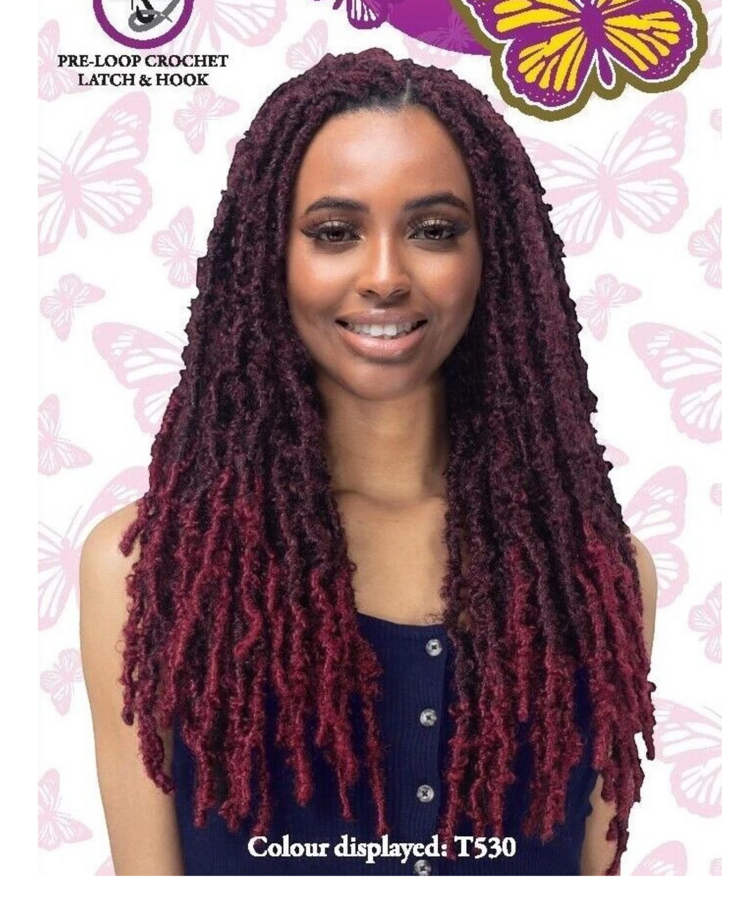 CHERISH SYNTHETIC CROCHET LONG HAIR EXTENSION PRE LOOP BRAID - BUTTERFLY LOC 18"
