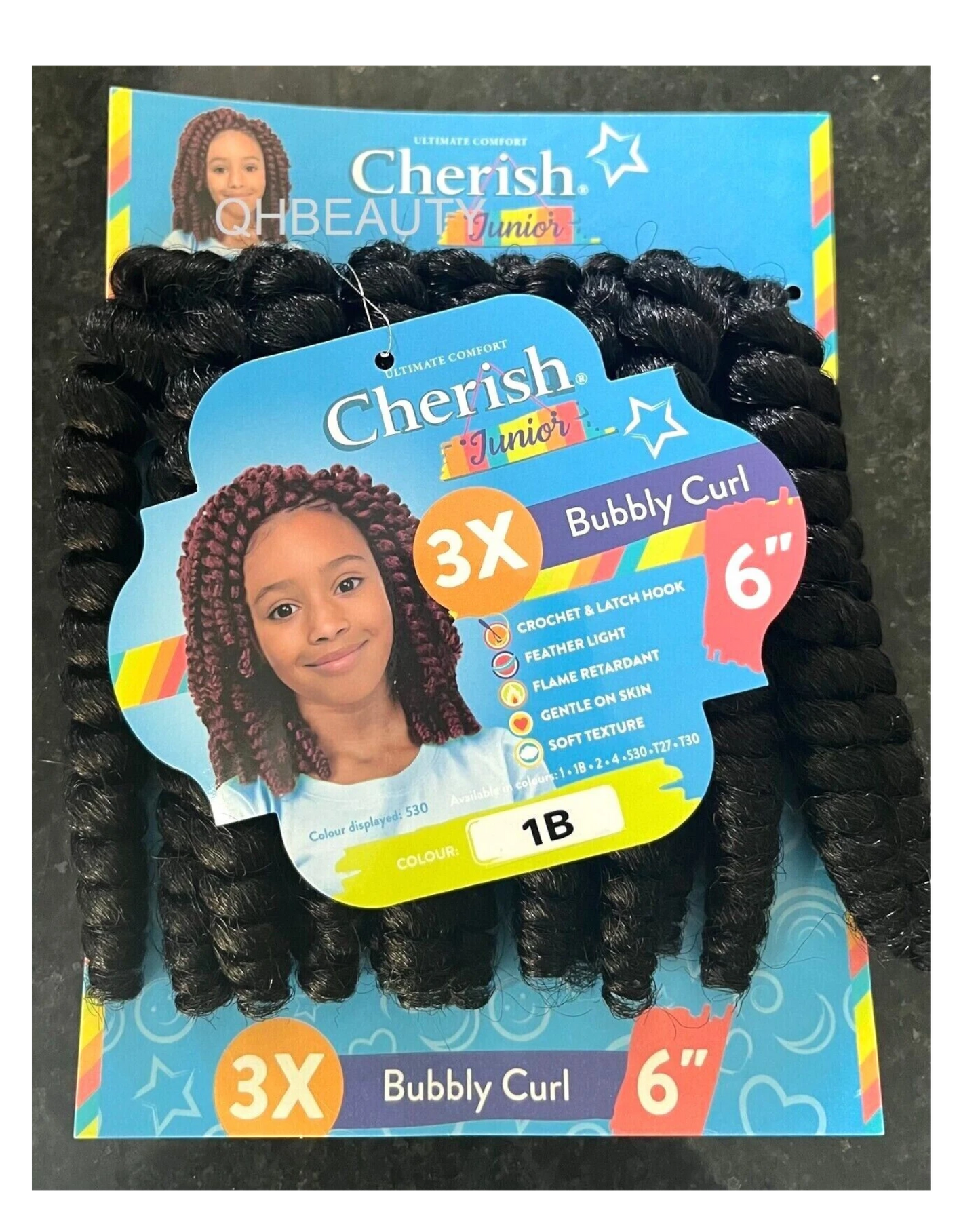 CHERISH SYNTHETIC JUNIOR KIDS CROCHET BRAID HAIR EXTENSION - BUBBLY CURL 6 INCH