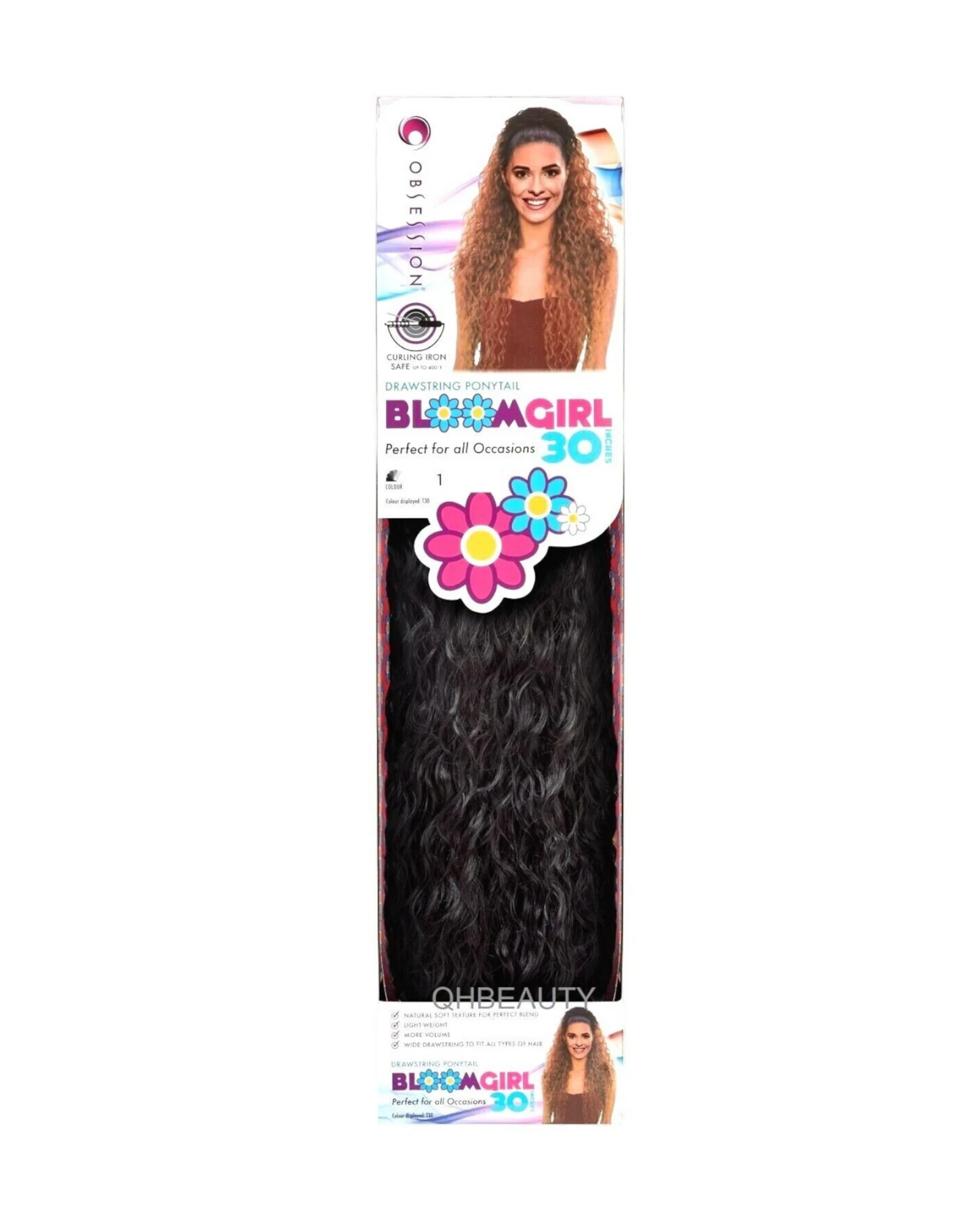 OBSESSION SYNTHETIC DRAWSTRING CURLY LONG HAIR PONYTAIL - BLOOM GIRL 30 INCH