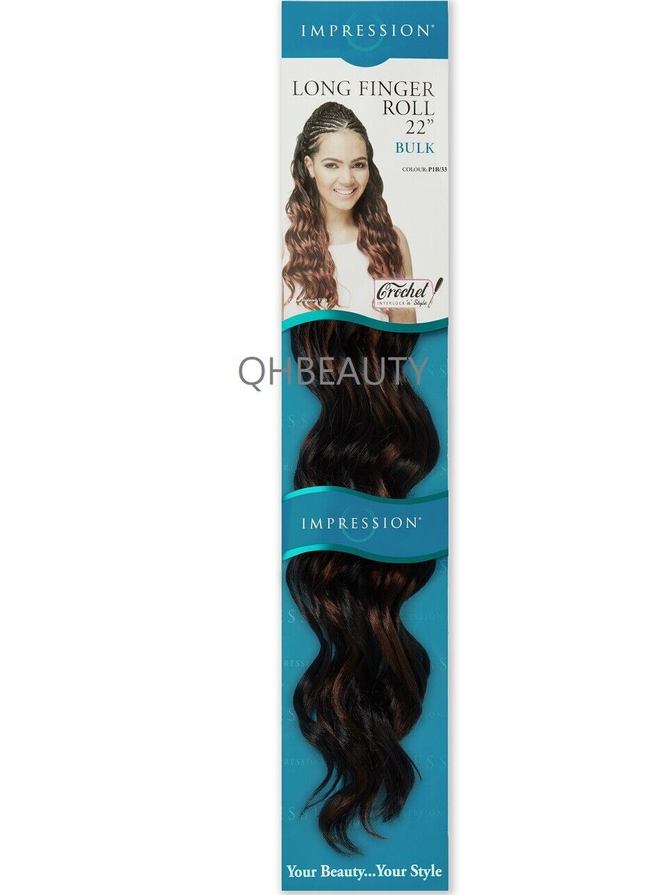 IMPRESSION SYNTHETIC HAIR EXTENSION CROCHET CURLY BRAID - LONG FINGER ROLL 22"