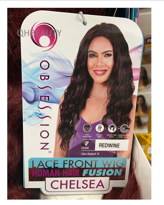 OBSESSION LACE FRONT HUMAN HAIR FUSION NATURAL BODWAVE CURLY HAIR WIG - CHELSEA