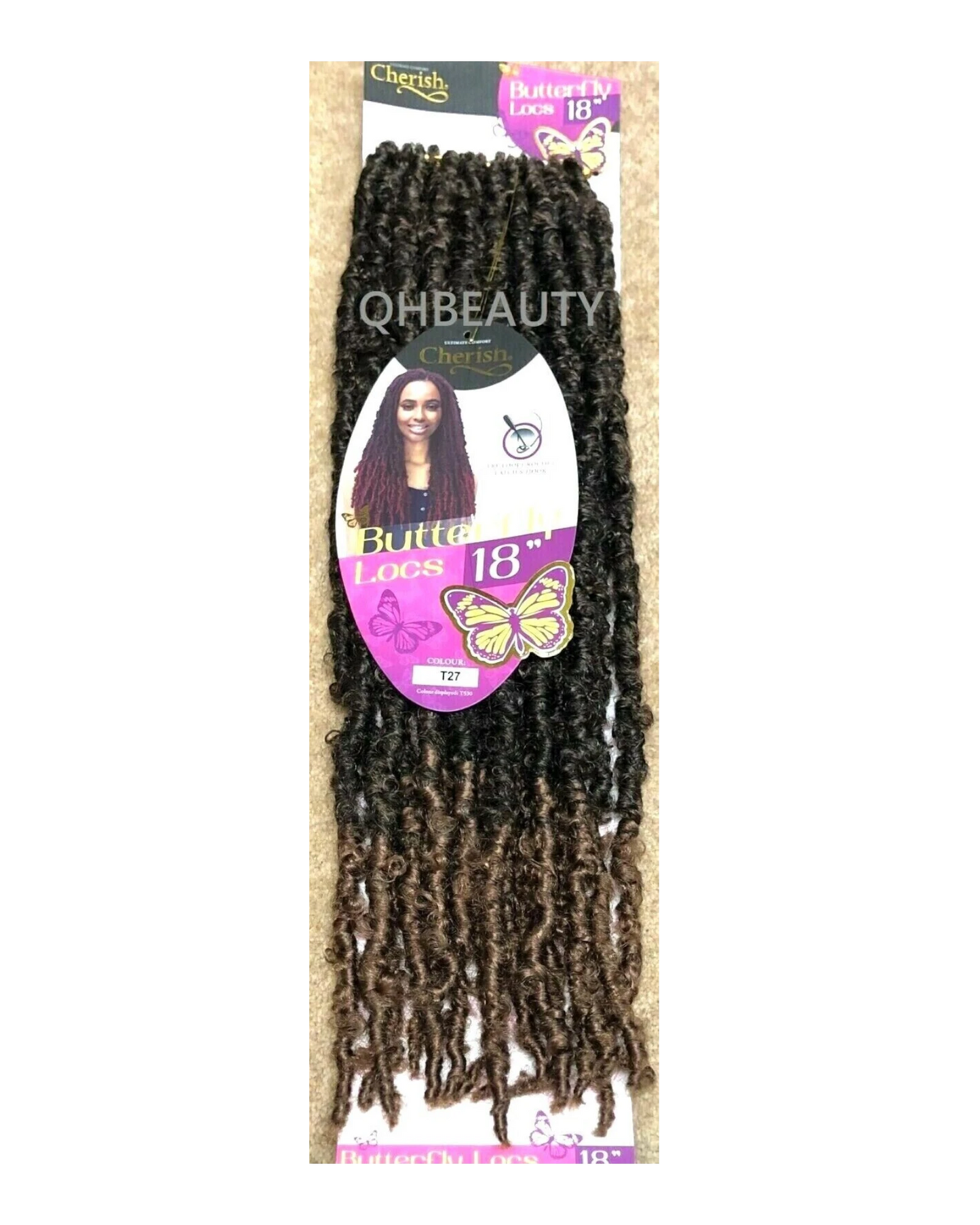 CHERISH SYNTHETIC CROCHET LONG HAIR EXTENSION PRE LOOP BRAID - BUTTERFLY LOC 18"