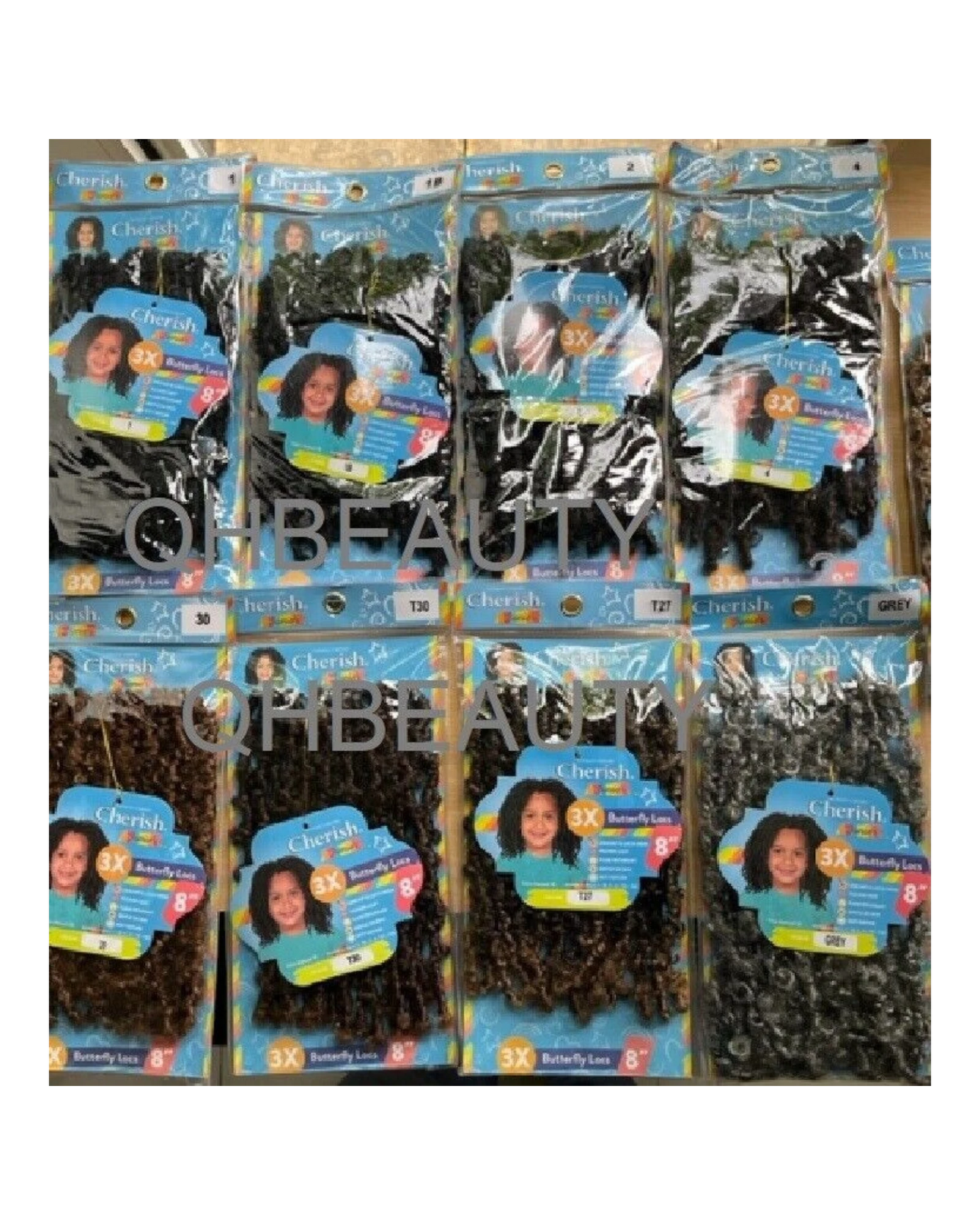 CHERISH SYNTHETIC JUNIOR KIDS CROCHET BRAID HAIR EXTENSION - 3 X BUTTERFLY LOCS 8 ''