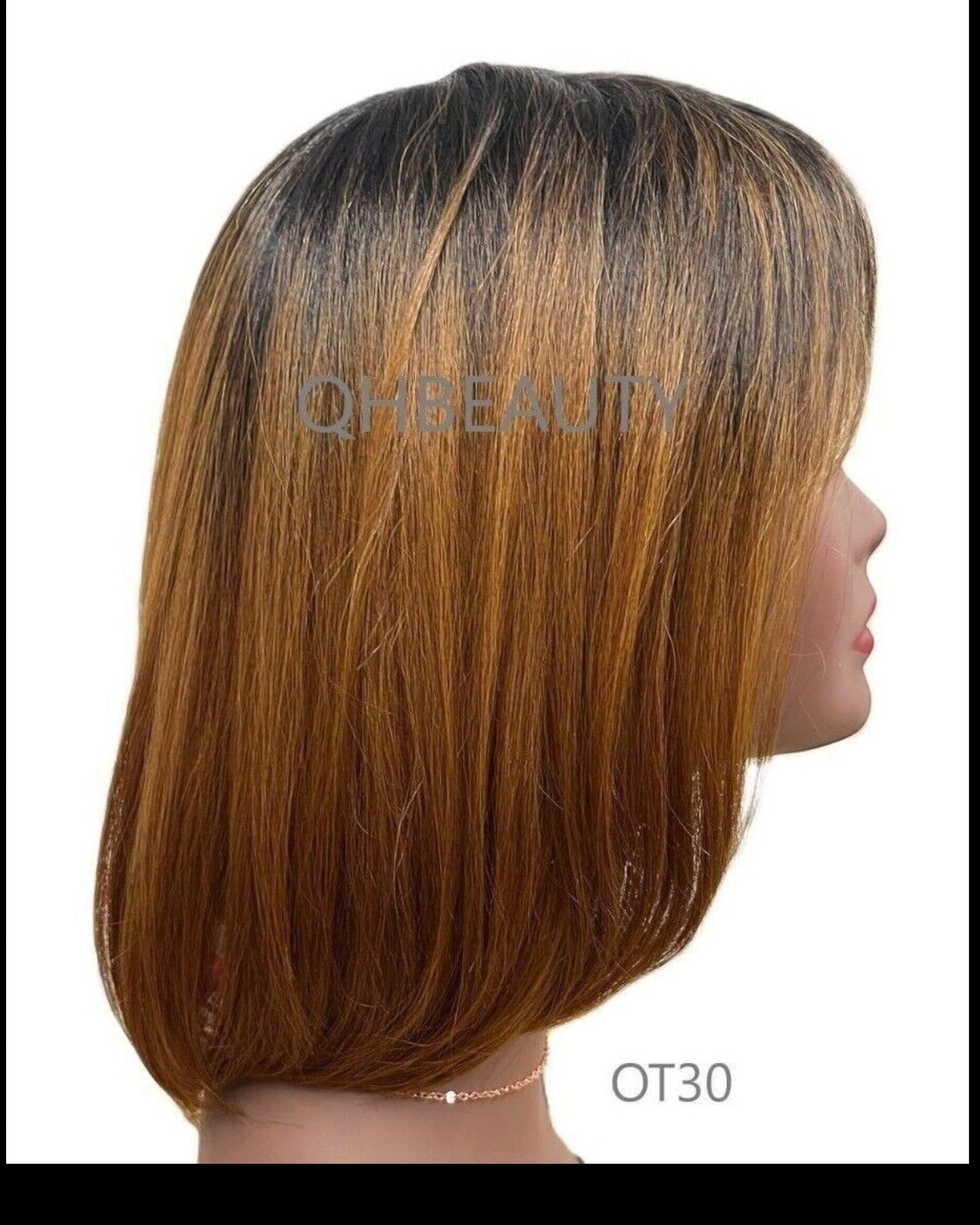 Obsession Synthetic Lavish Straight Bob Bangs 100% Hand Tied Hair Wig - LILIANA