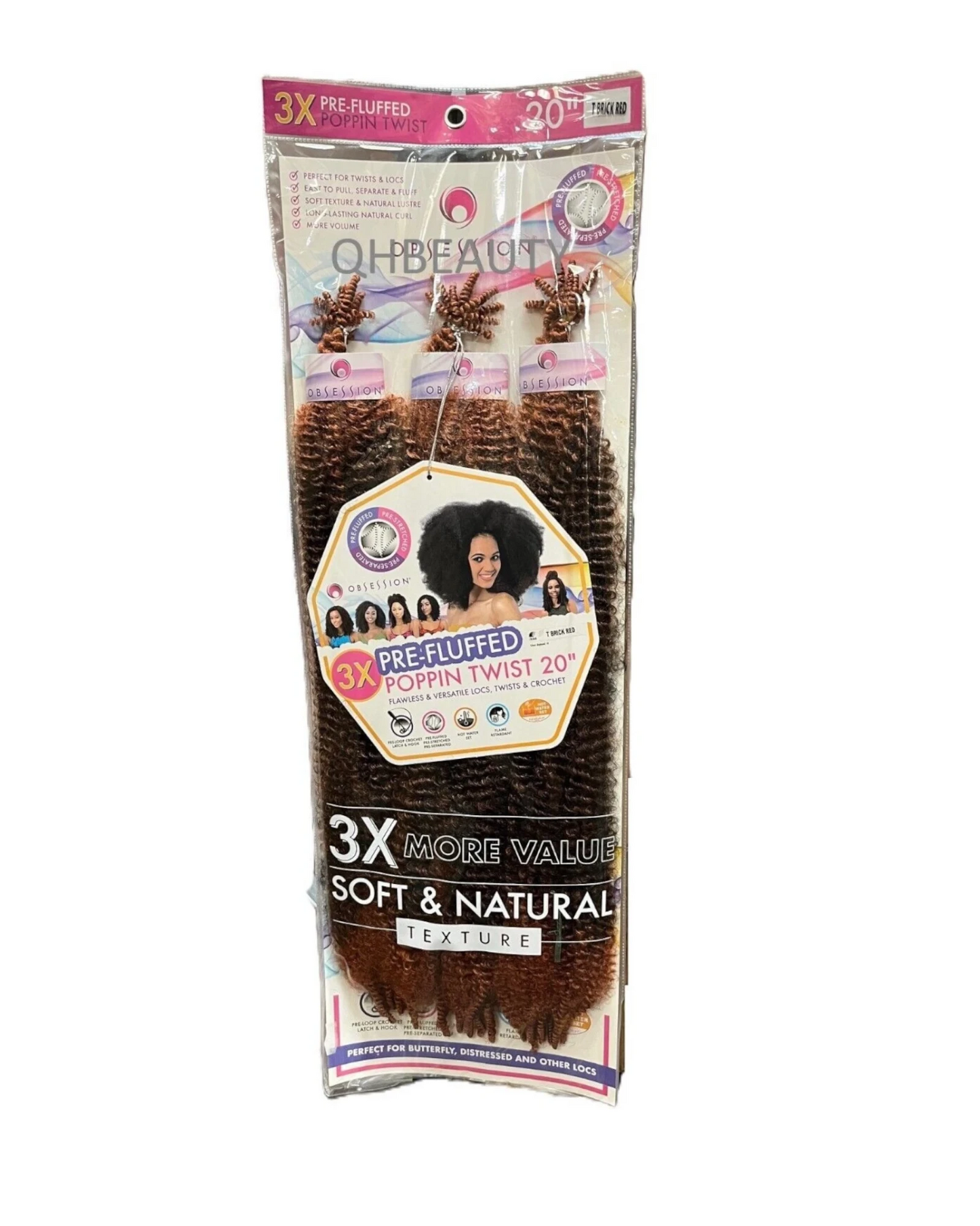 OBSESSION SYNTHETIC CROCHET SOFT BRAID 3X PRE-FLUFFED - POPPIN TWIST 16'' & 20"