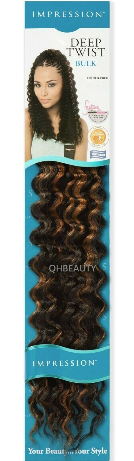 IMPRESSION SYNTHETIC CROCHET CURLY HAIR EXTENSION BRAIDS - DEEP TWIST BULK 22"