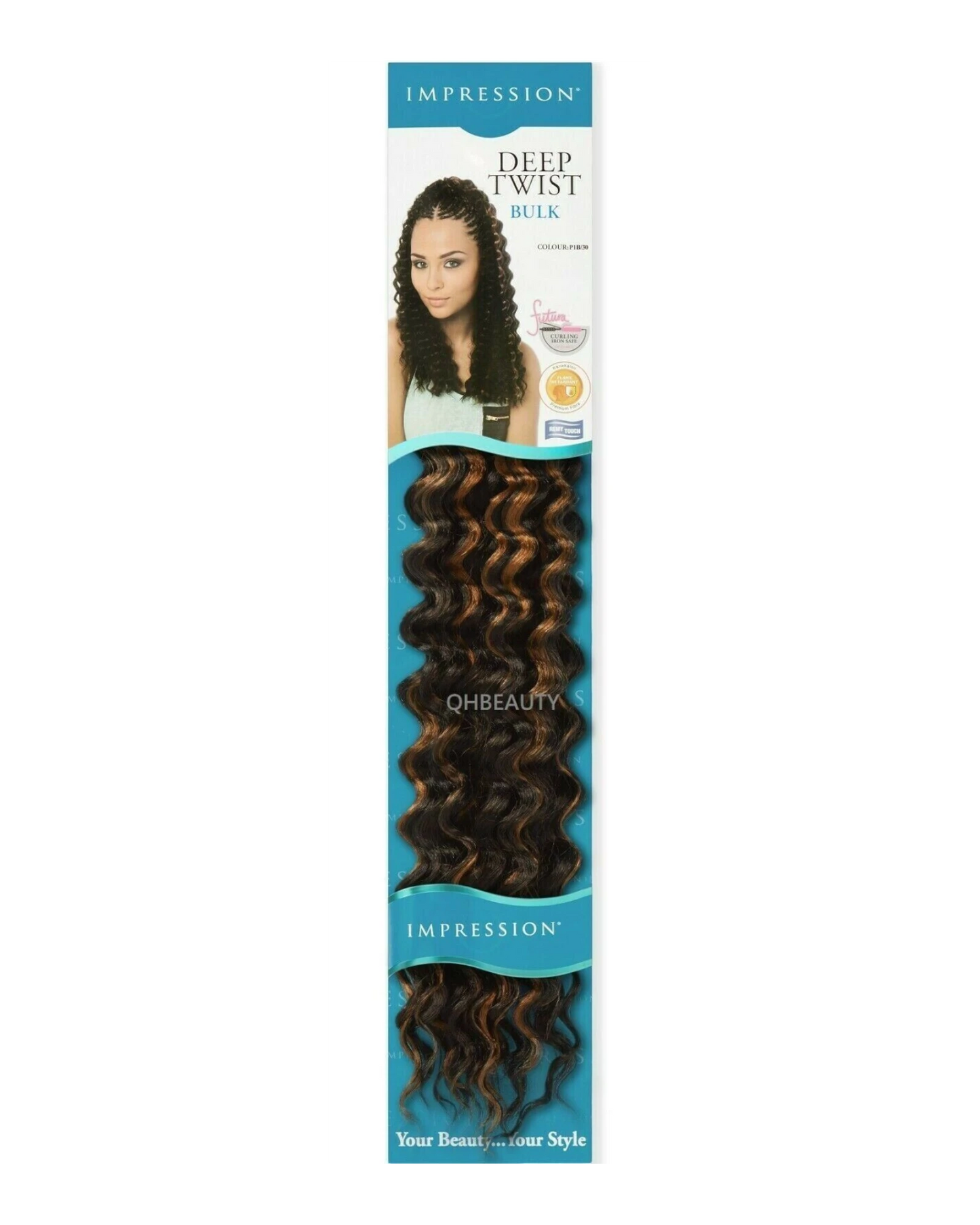 IMPRESSION SYNTHETIC CROCHET CURLY HAIR EXTENSION BRAIDS - DEEP TWIST BULK 22"