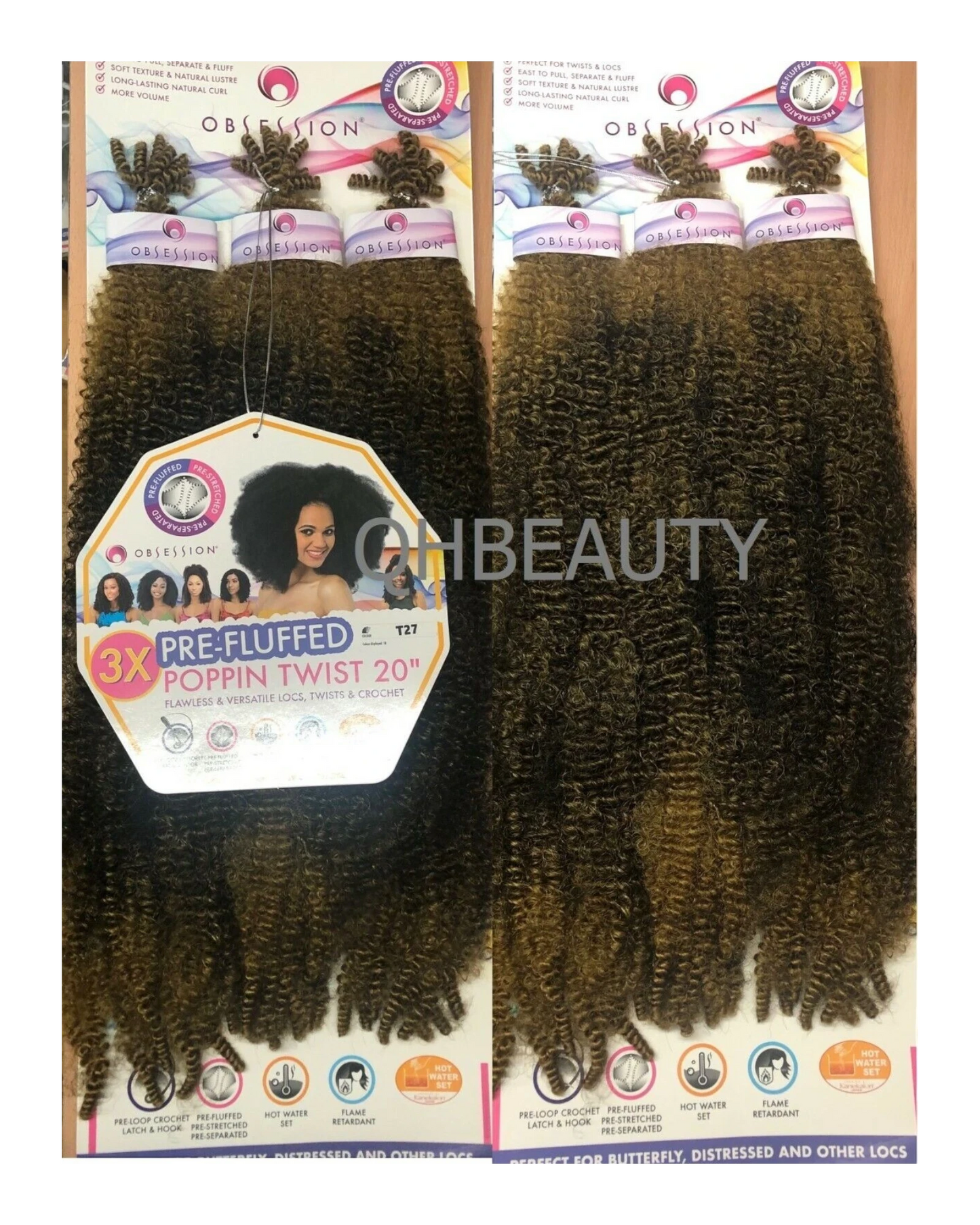 OBSESSION SYNTHETIC CROCHET SOFT BRAID 3X PRE-FLUFFED - POPPIN TWIST 16'' & 20"