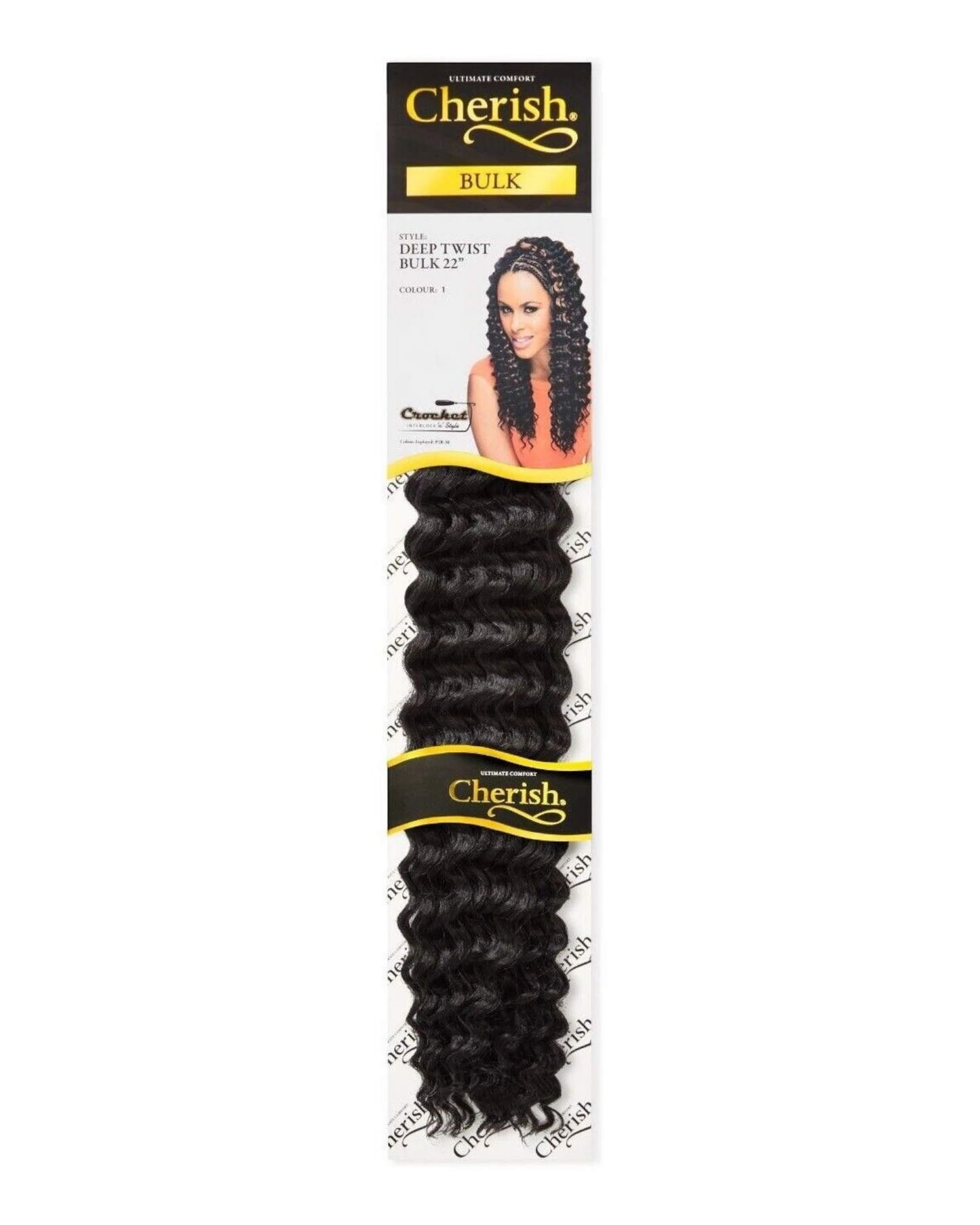 CHERISH SYNTHETIC BULK CROCHET CURLY HAIR EXTENSION BRAIDS - DEEP TWIST 22 INCH