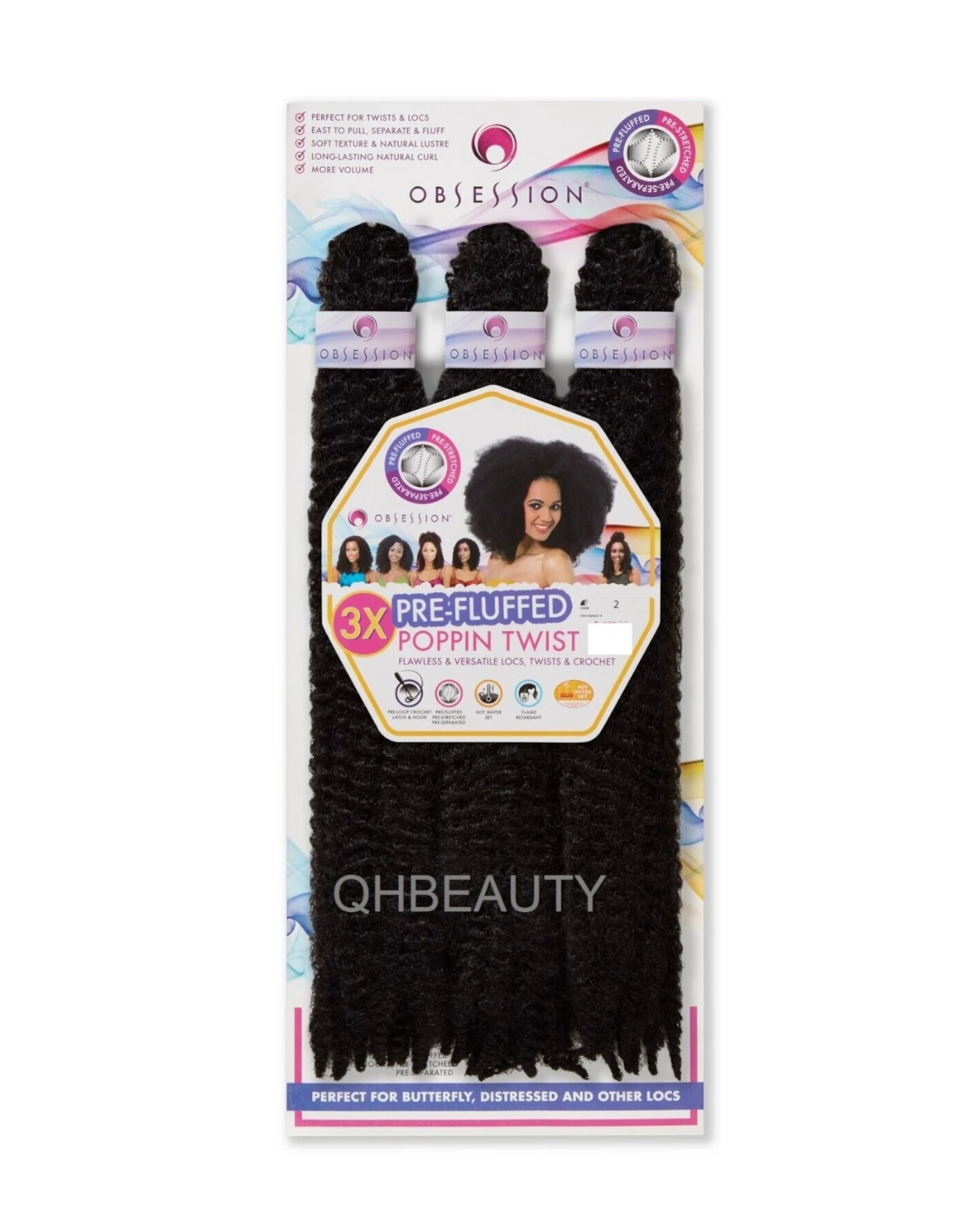 OBSESSION SYNTHETIC CROCHET SOFT BRAID 3X PRE-FLUFFED - POPPIN TWIST 16'' & 20"