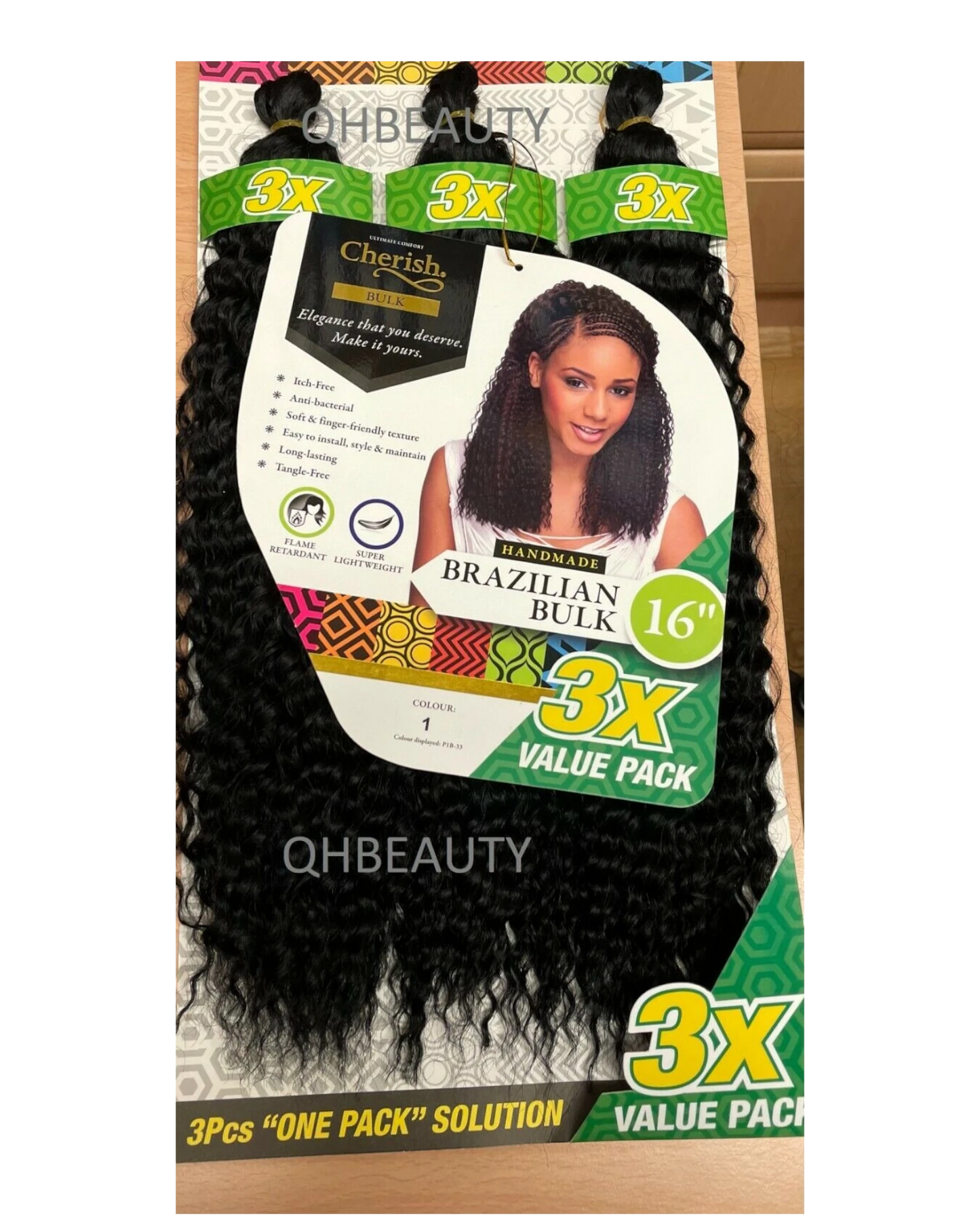 Cherish Synthetic Crochet Braid Hair Extension Handmade  3 x Brazilian Bulk 16''