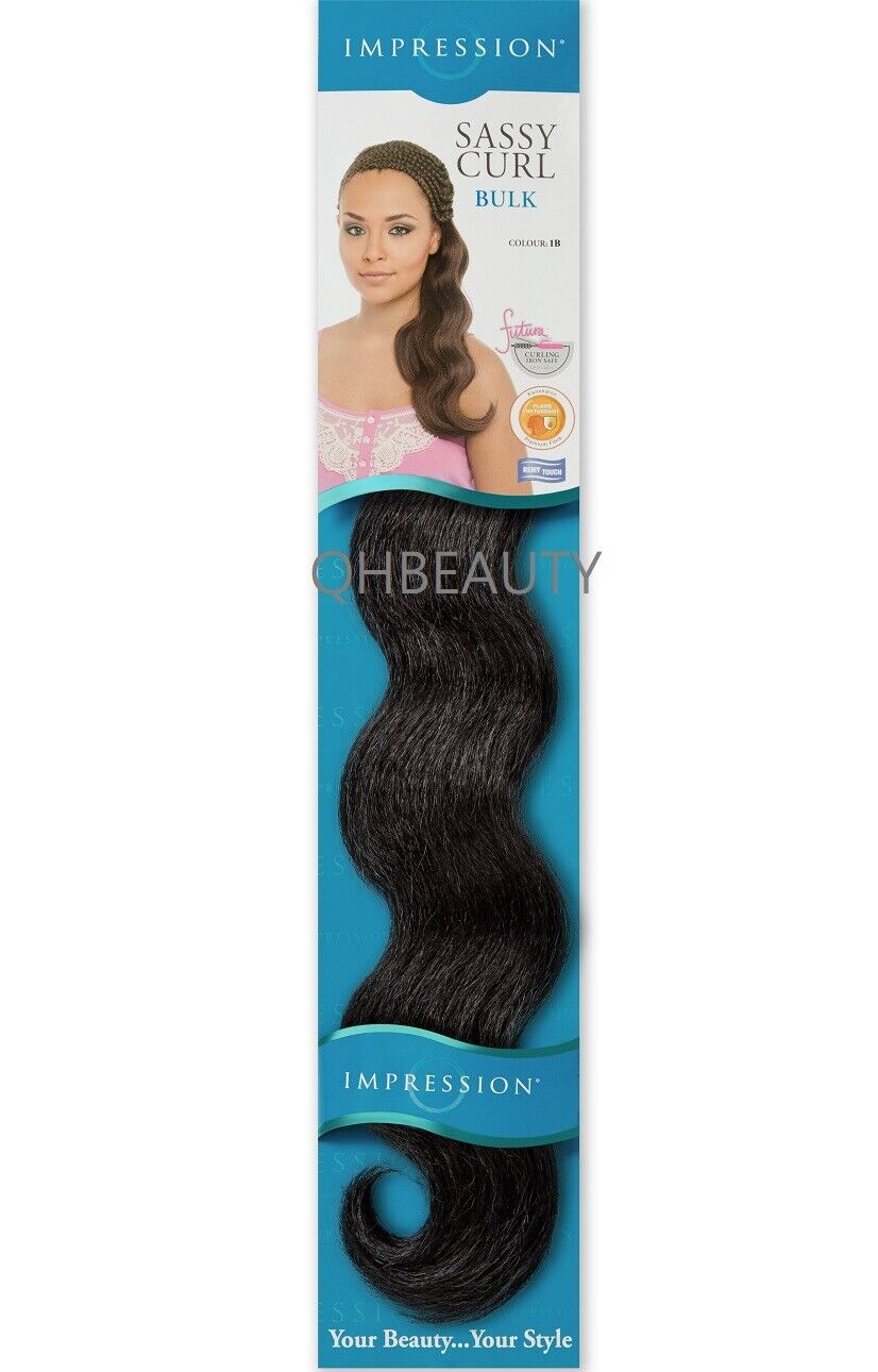 IMPRESSION SYNTHETIC HAIR EXTENSION BRAIDS SASSY CURL BULK 20" ( Freetress Copy)