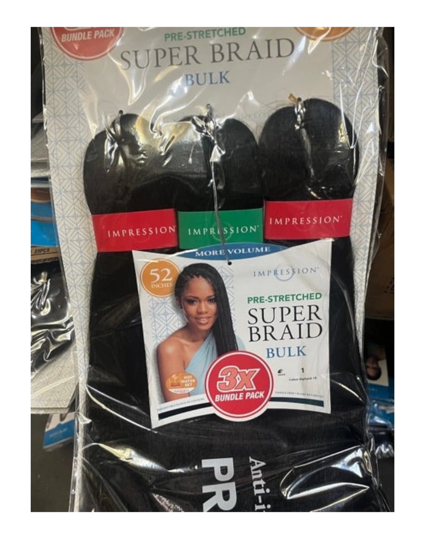 Impression Synthetic 3 X Bundle Pack Crochet Hair Extensions - Super Braid 52 "