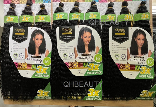 Cherish Synthetic Crochet Braid Hair Extension Handmade  3 x Brazilian Bulk 16''
