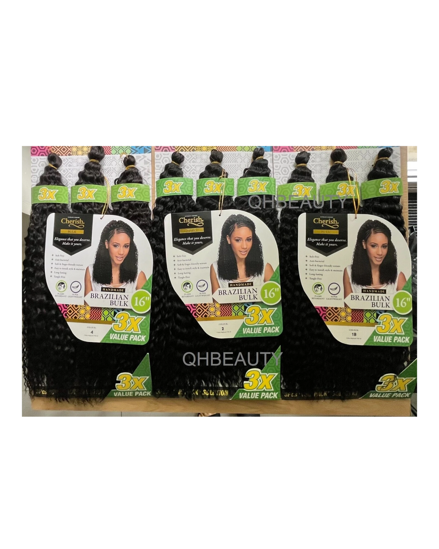 Cherish Synthetic Crochet Braid Hair Extension Handmade  3 x Brazilian Bulk 16''