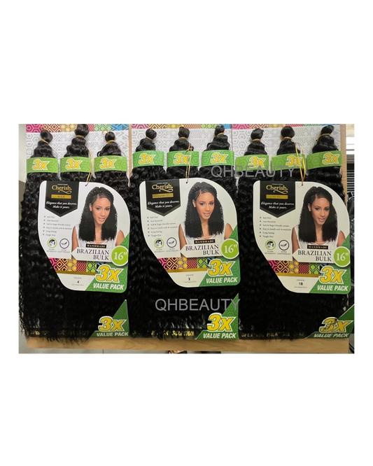 Cherish Synthetic Crochet Braid Hair Extension Handmade  3 x Brazilian Bulk 16''