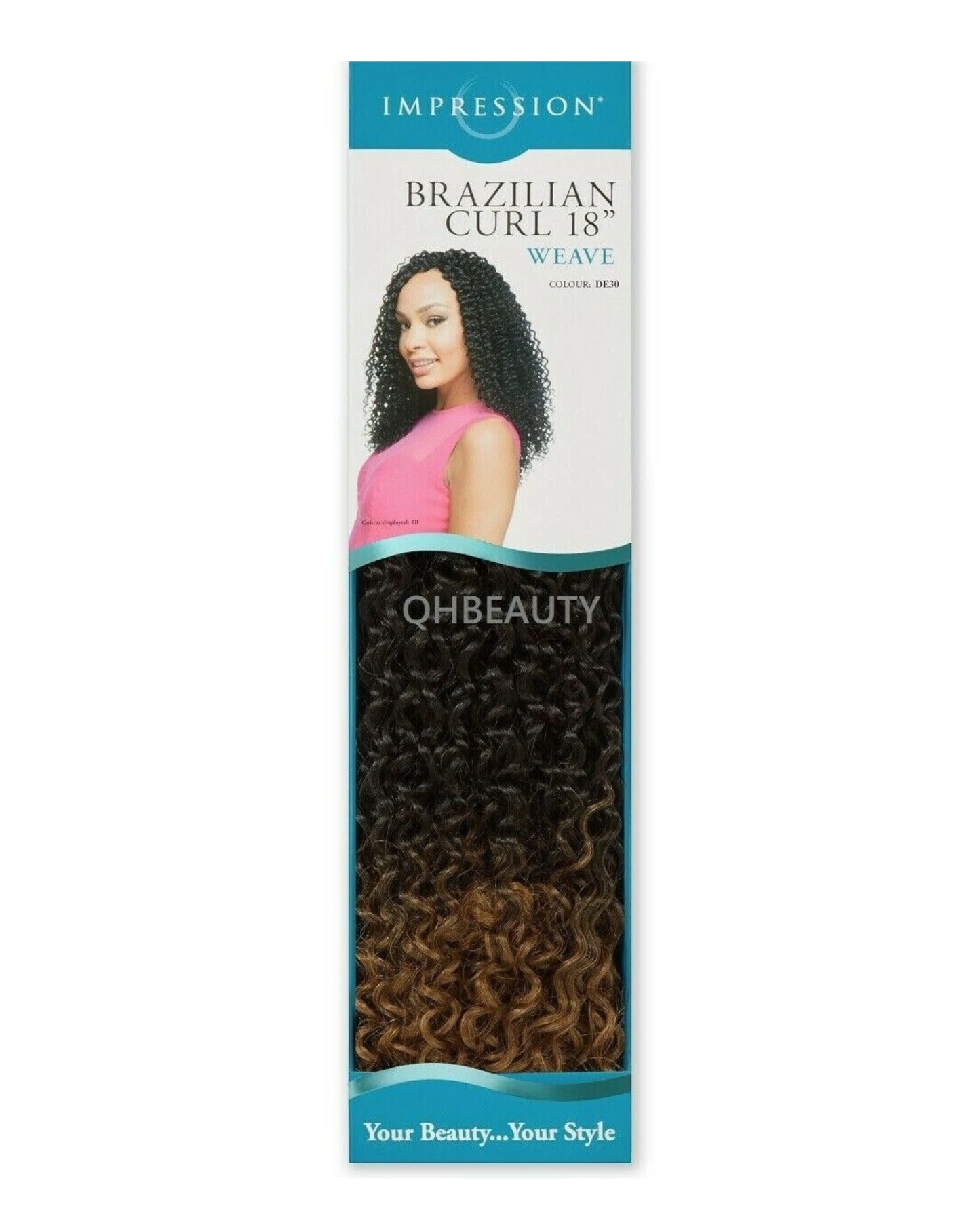 IMPRESSION SYNTHETIC LONG CURLY HAIR EXTENSION WEAVE - BRAZILIAN CURL 18 INCH
