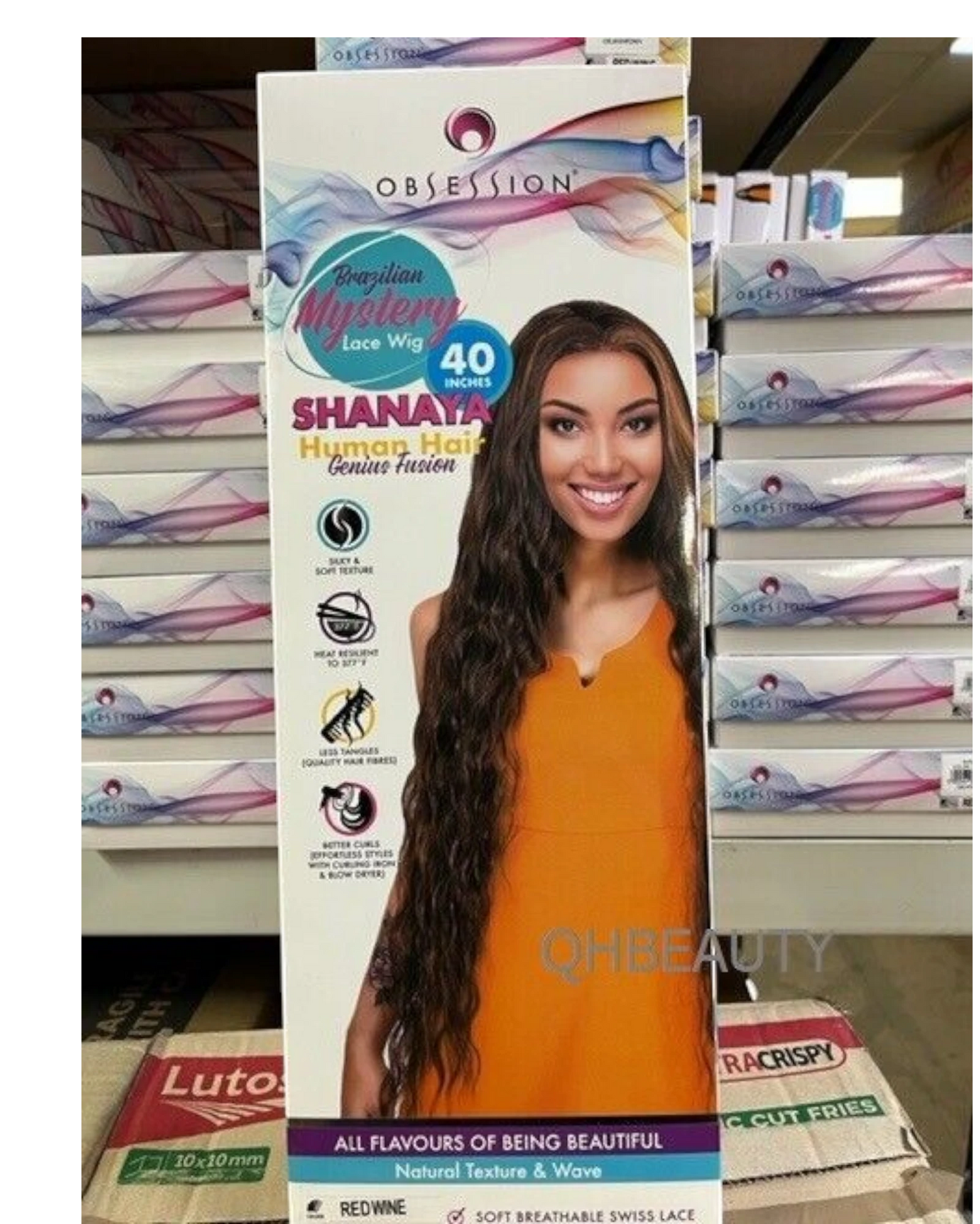 OBSESSION BRAZILIAN FUSION HUMAN HAIR NATURAL LONG CURLY LACE WIG - SHANAYA 40