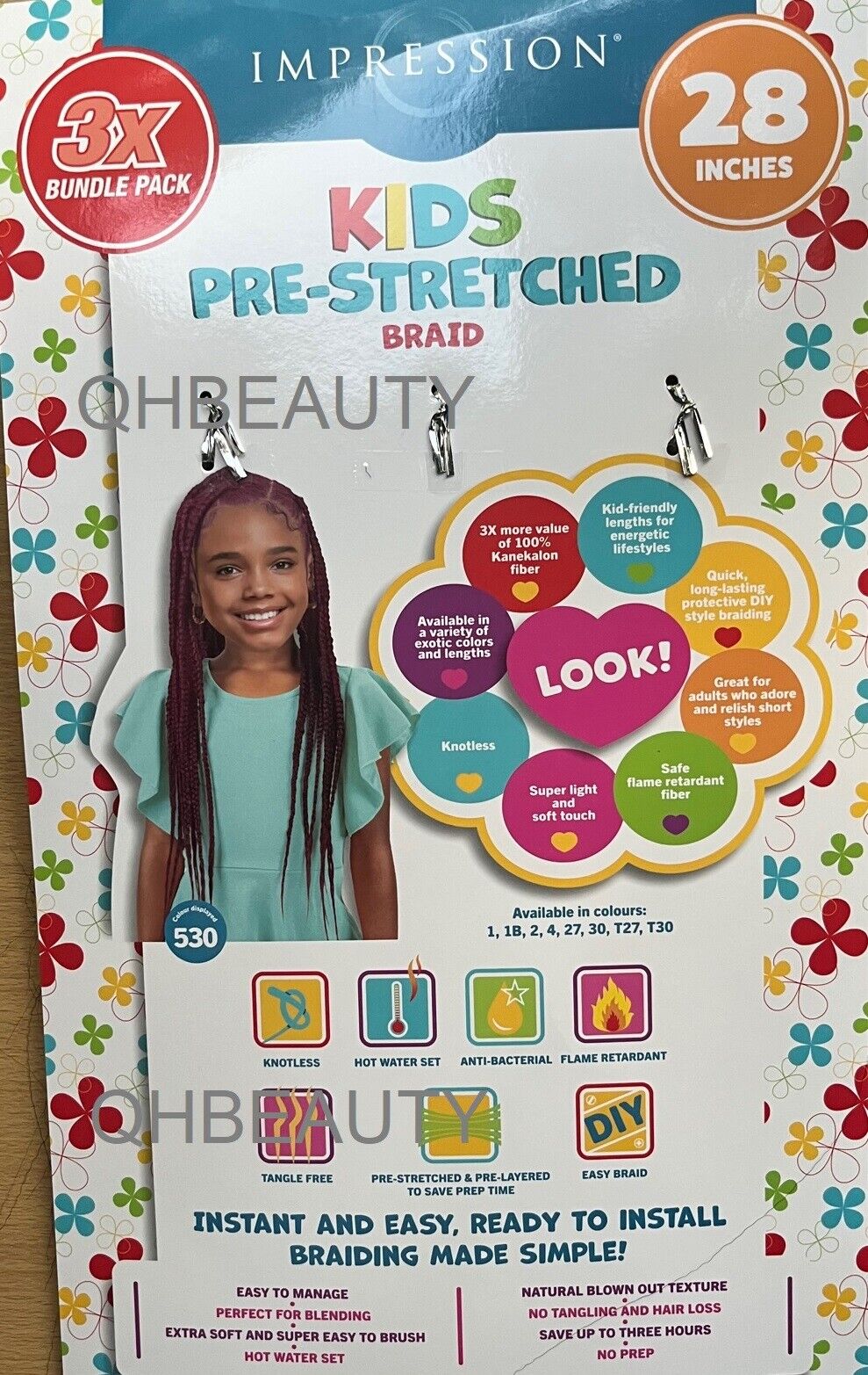 IMPRESSION SYNTHETIC KIDS CROCHET HAIR EXTENSION PRE STRETCHED BRAID 28 /  14 ''