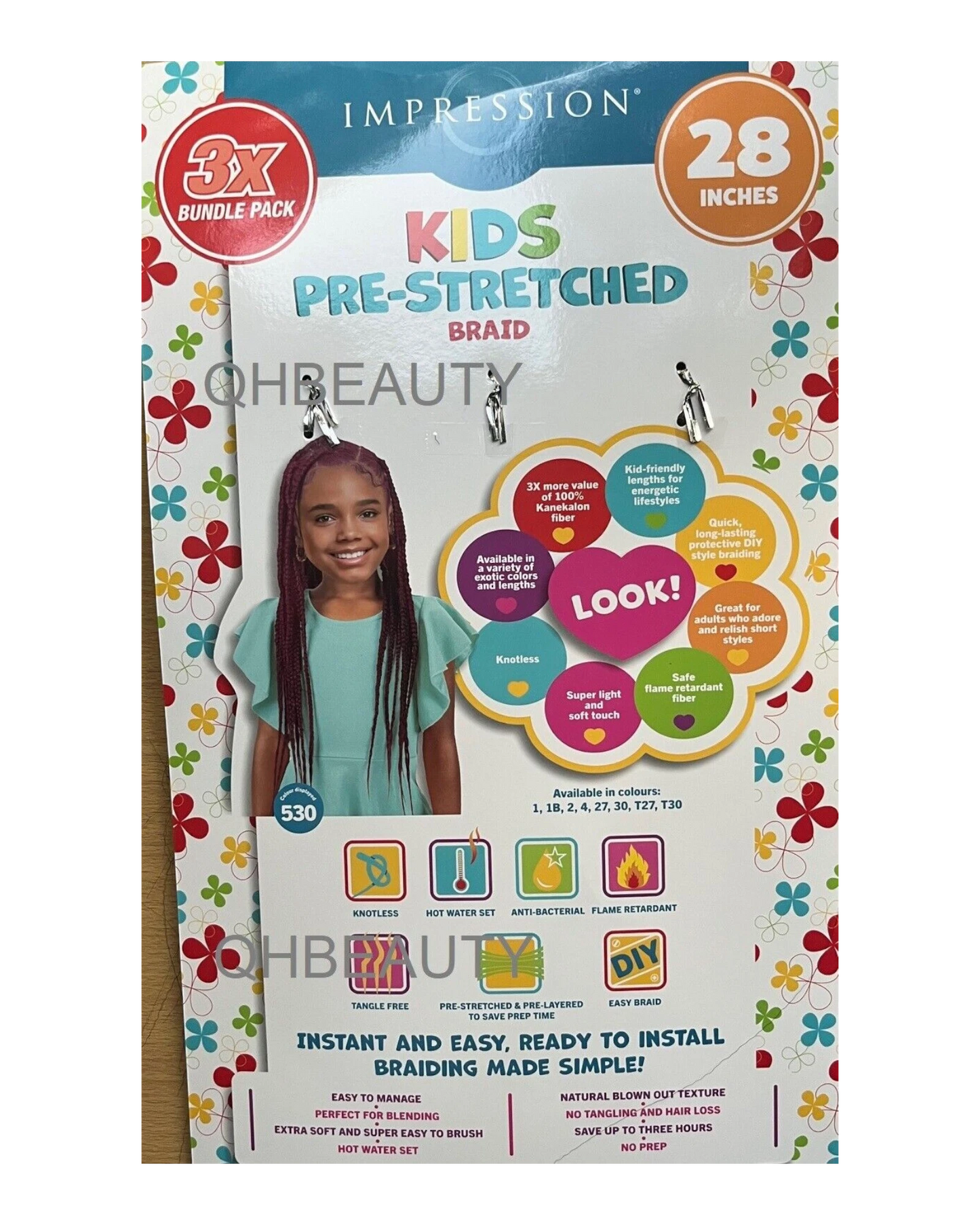 IMPRESSION SYNTHETIC KIDS CROCHET HAIR EXTENSION PRE STRETCHED BRAID 28 /  14 ''
