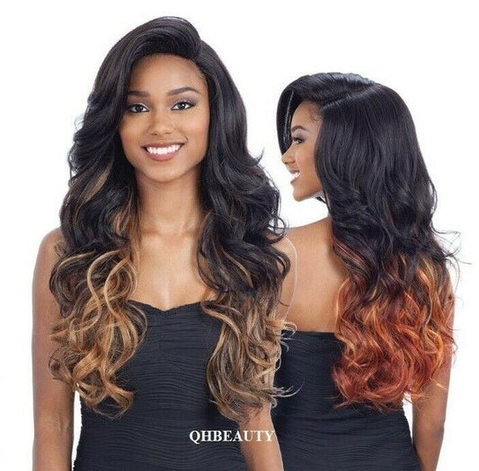FREETRESS EQUAL SYNTHETIC 5 INCH LACE PART VOLUME LONG CURLY STYLE HAIR WIG VINA