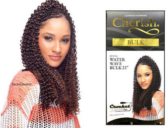 CHERISH SYNTHETIC BULK CROCHET BRAID TIGHT CURL HAIR EXTENSION - WATER WAVE 22"