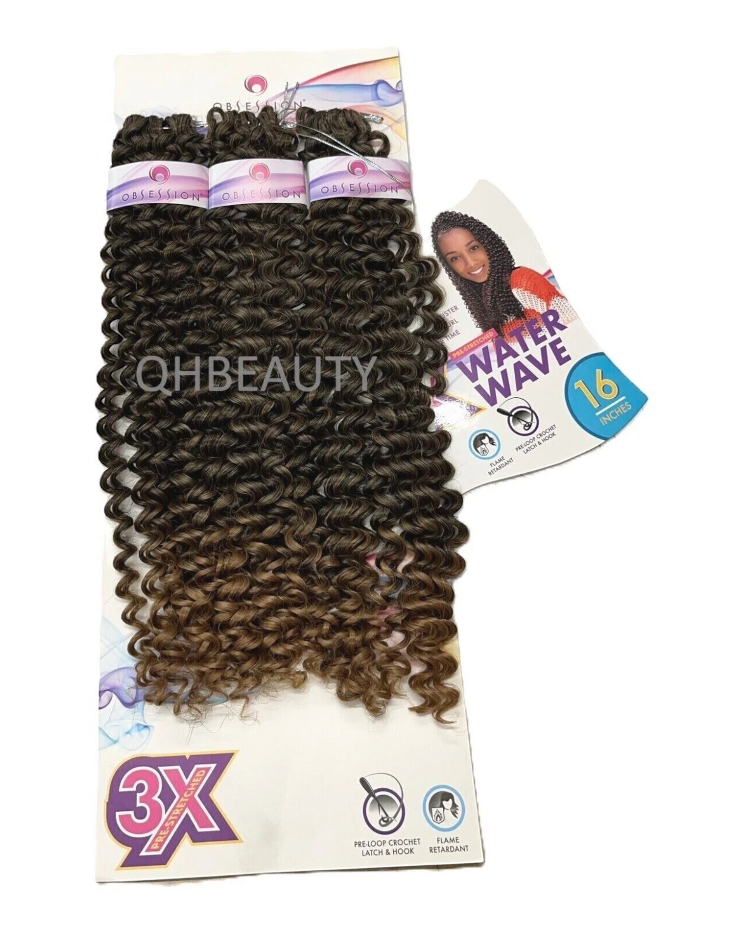 Obsession Synthetic Crochet Tight Curl Hair Extension Braid - WATER WAVE 16 inch