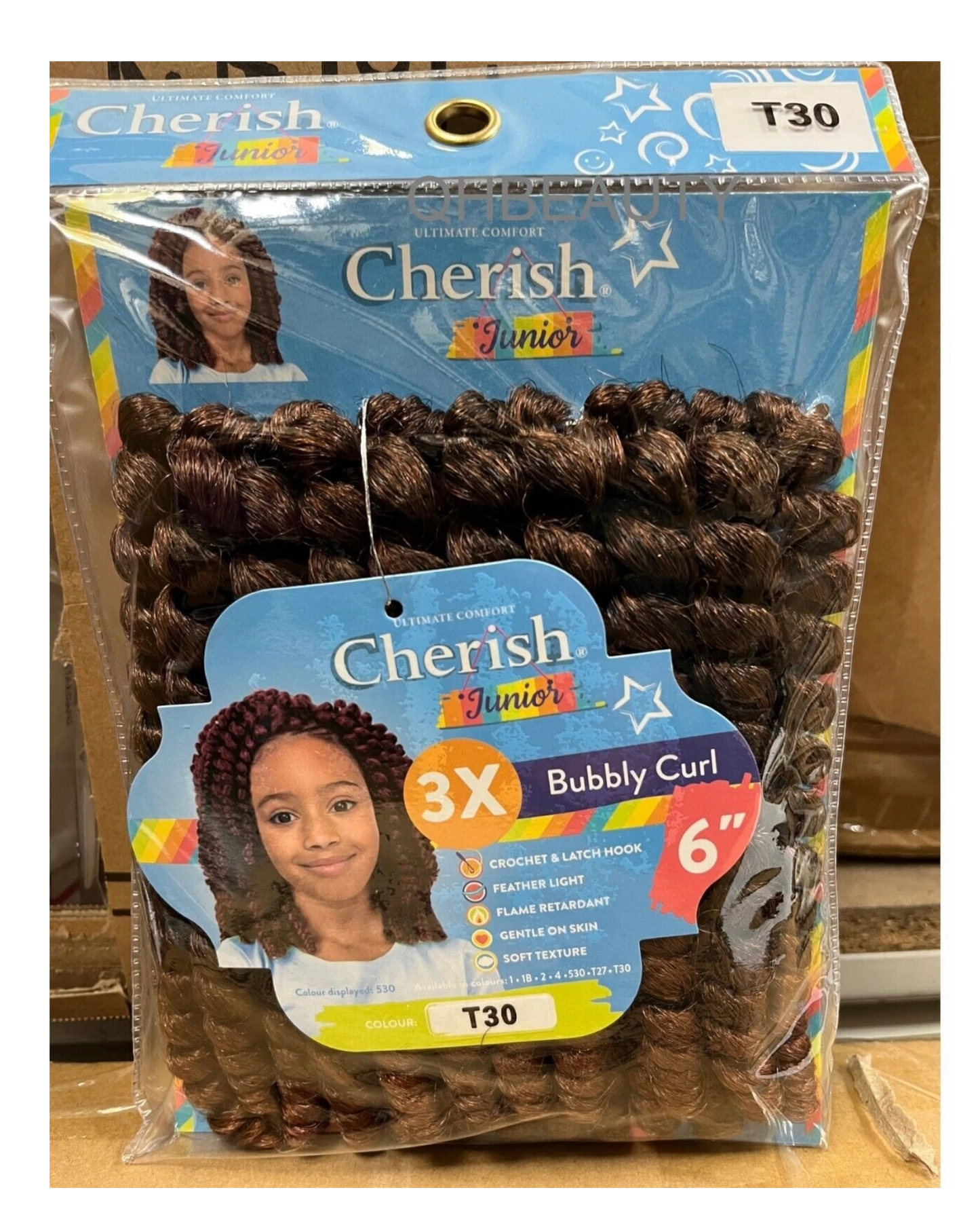 CHERISH SYNTHETIC JUNIOR KIDS CROCHET BRAID HAIR EXTENSION - BUBBLY CURL 6 INCH