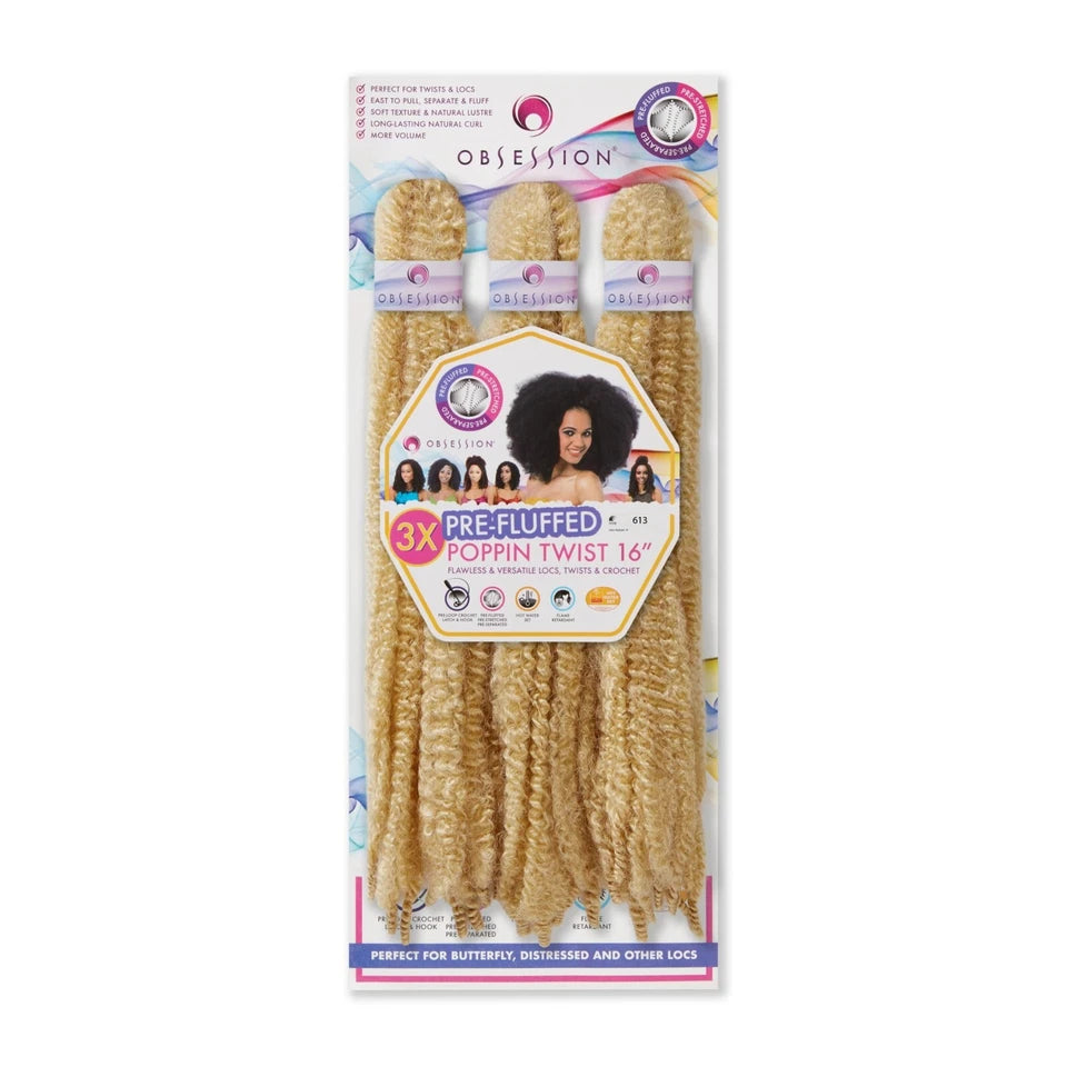 Obsession Synthetic Twist, Crochet Soft Braid 3 X Pre-Fluffed - POPPIN TWIST 16