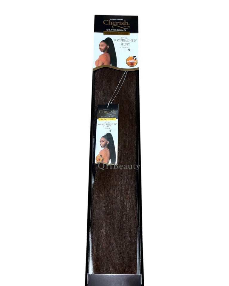Cherish Synthetic Long Drawstring Ponytail – Yaky Straight 24" Fluffy