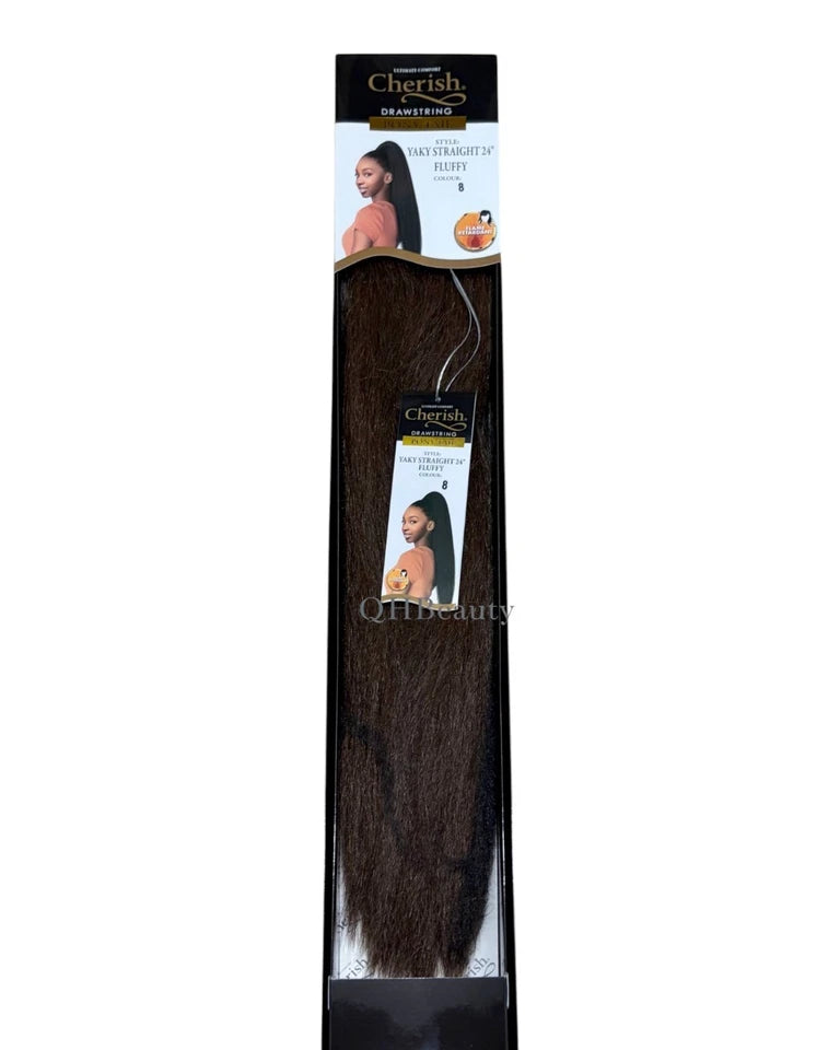 Cherish Synthetic Long Drawstring Ponytail – Yaky Straight 24" Fluffy
