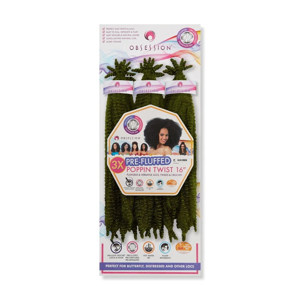 Obsession Synthetic Twist, Crochet Soft Braid 3 X Pre-Fluffed - POPPIN TWIST 16