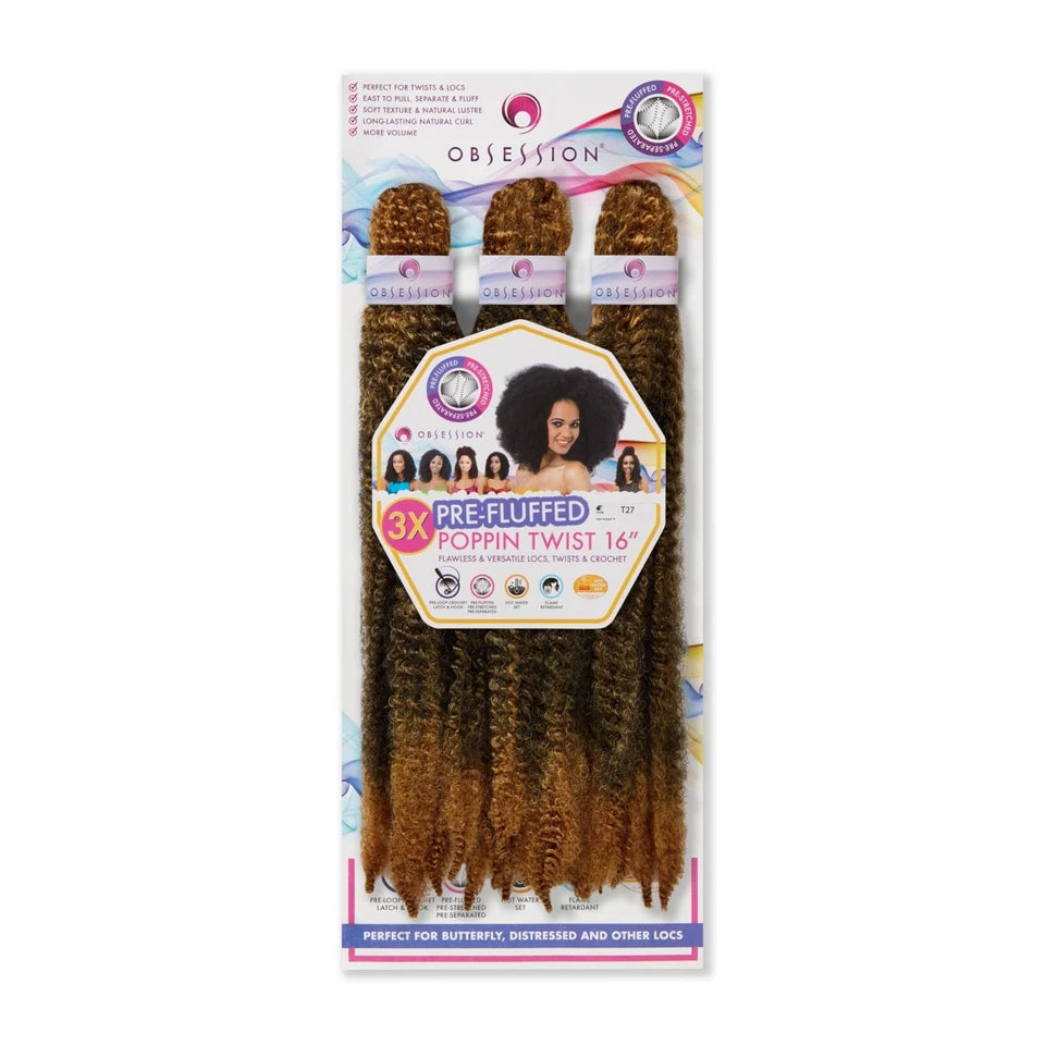 Obsession Synthetic Twist, Crochet Soft Braid 3 X Pre-Fluffed - POPPIN TWIST 16