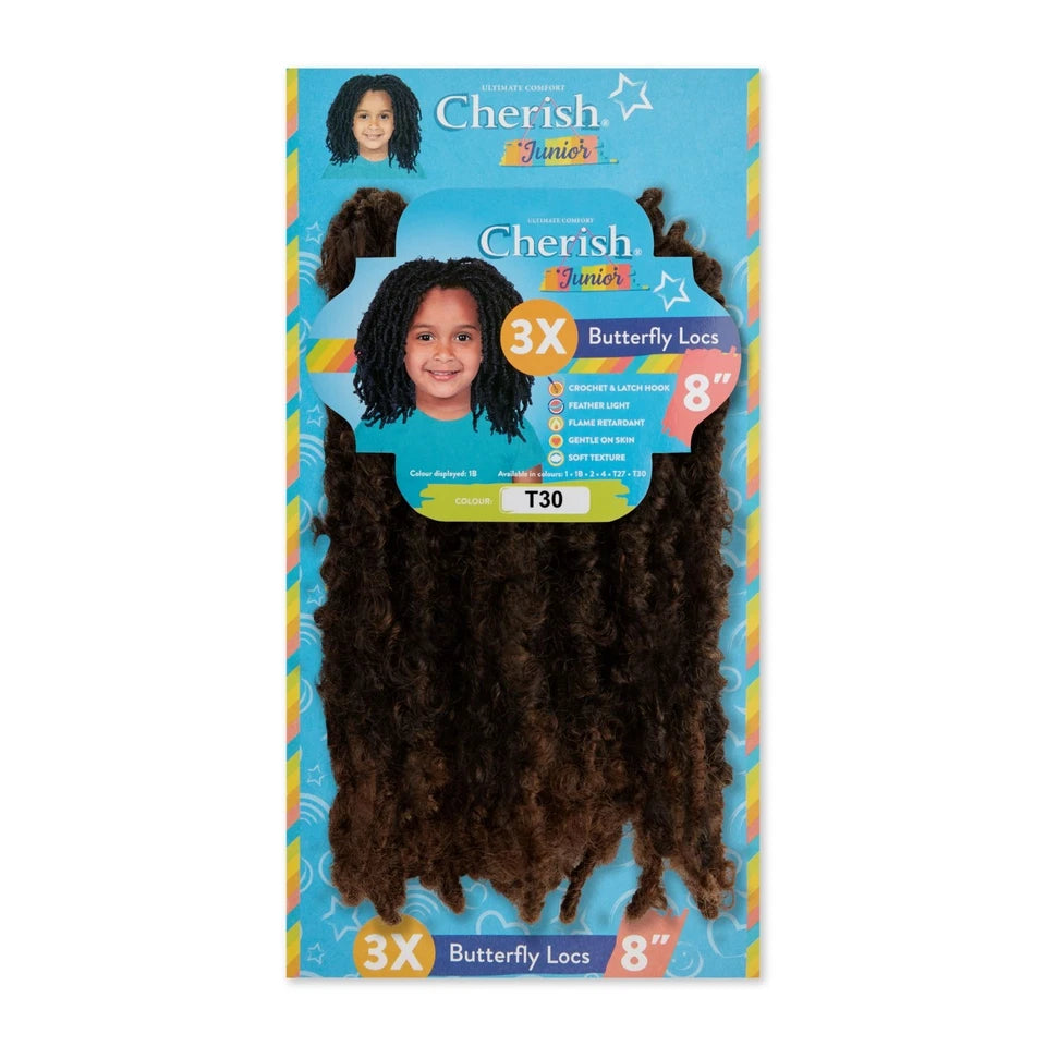 Cherish Synthetic Junior Crochet Braid Hair Extension – 3X Butterfly Locs 8"