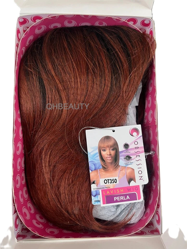 Obsession Synthetic Lavish Straight Long Bob Bangs 100% Hand Tied Hair Wig- PERLA
