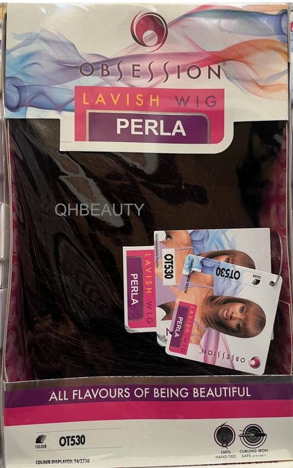Obsession Synthetic Lavish Straight Long Bob Bangs 100% Hand Tied Hair Wig- PERLA