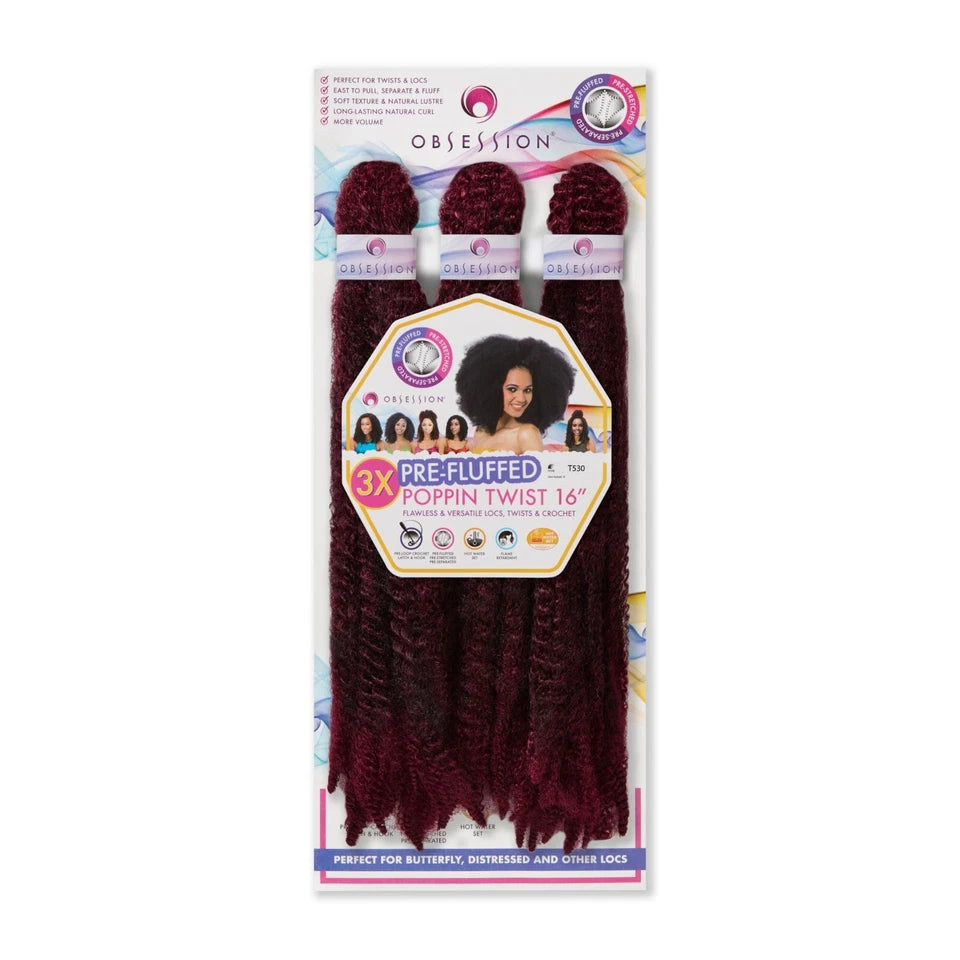 Obsession Synthetic Twist, Crochet Soft Braid 3 X Pre-Fluffed - POPPIN TWIST 16