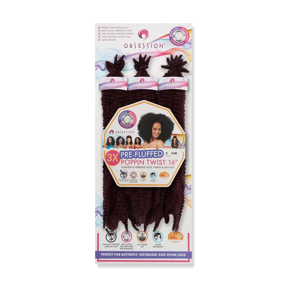 Obsession Synthetic Twist, Crochet Soft Braid 3 X Pre-Fluffed - POPPIN TWIST 16