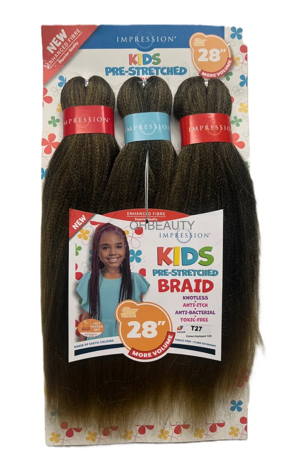 Impression Synthetic Kids Crochet Hair Extension Pre Stretched Braid 28 / 14 ''